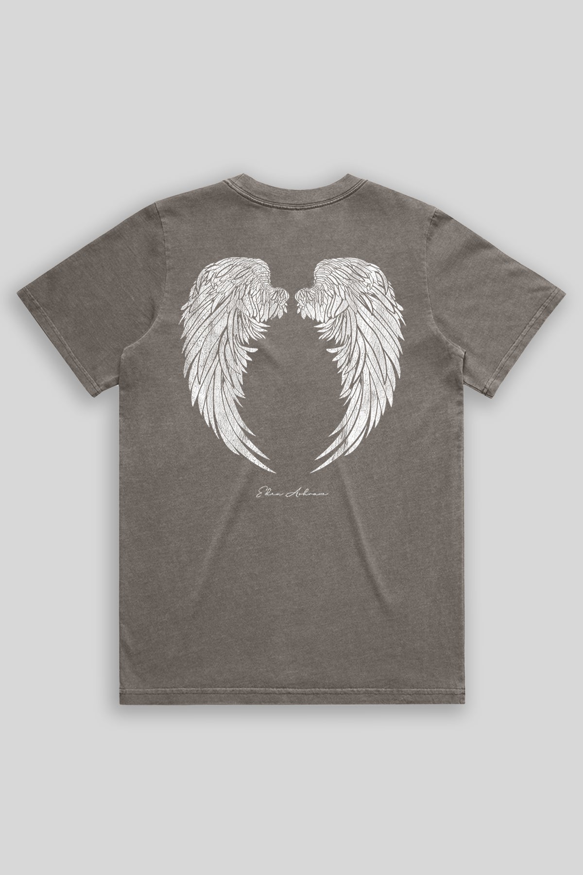 Eden Ashram Angel Wings Faded Rocker T-Shirt Faded Grey