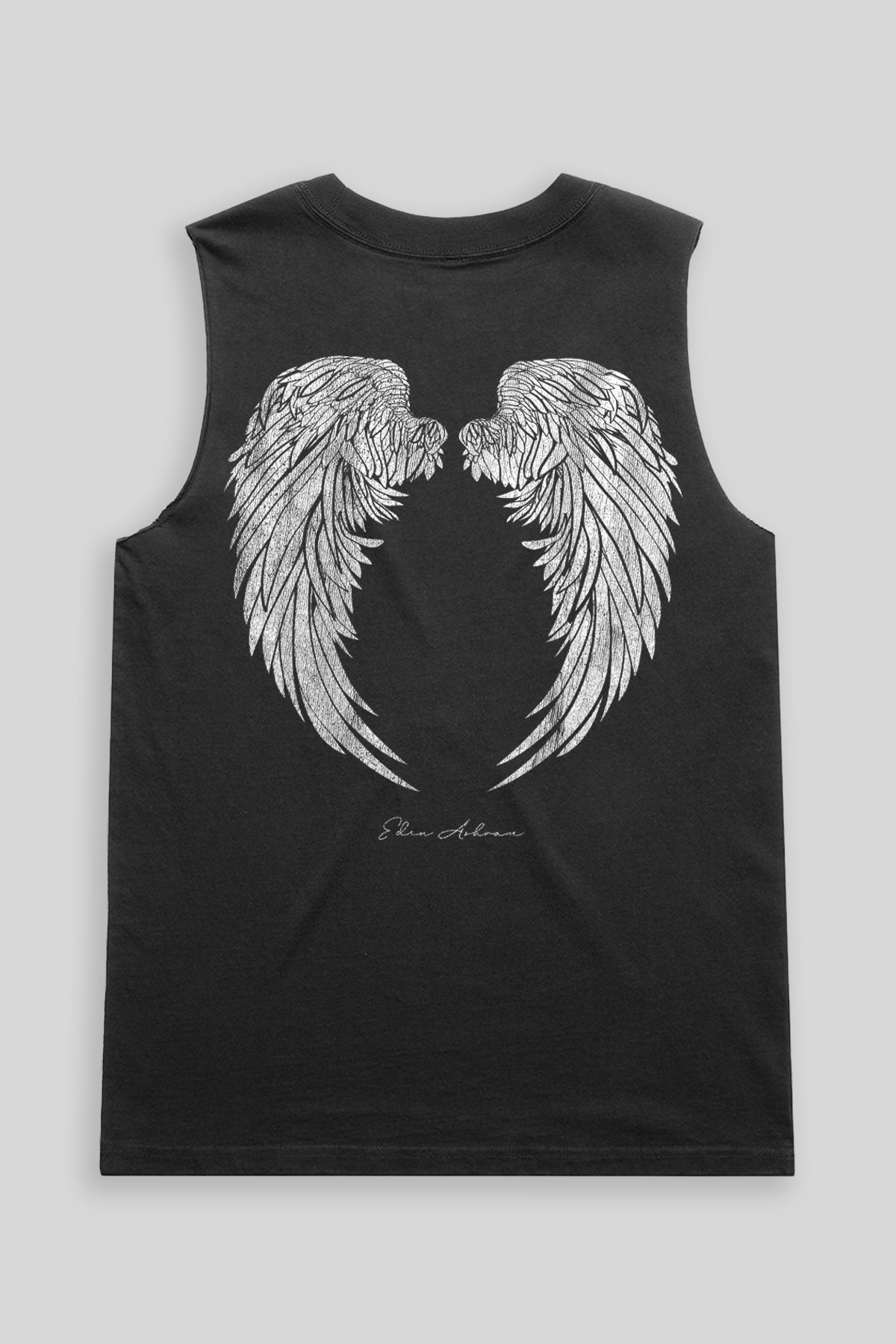 Eden Ashram Angel Wings Faded Rocker Tank Faded Black