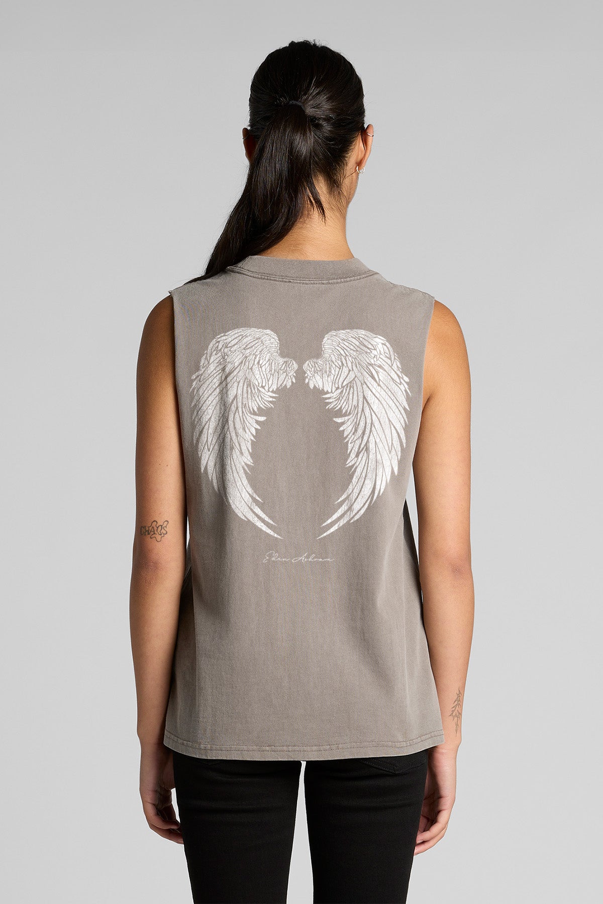 Eden Ashram Angel Wings Faded Rocker Tank