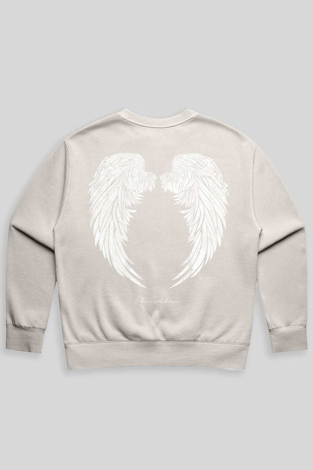 Eden Ashram Angel Wings Premium Faded Sweatshirt Faded Bone