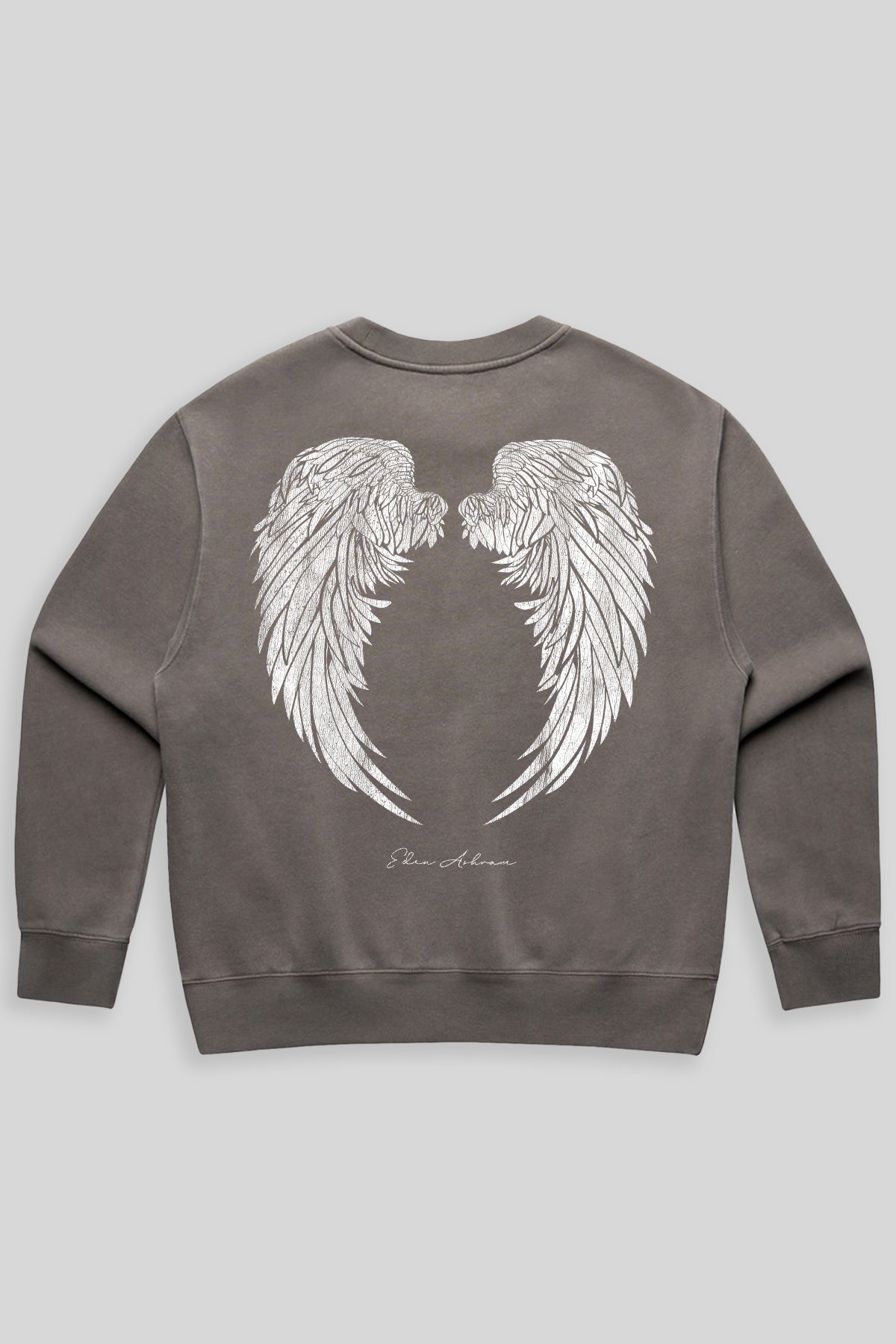 Eden Ashram Angel Wings Premium Faded Sweatshirt Faded Grey