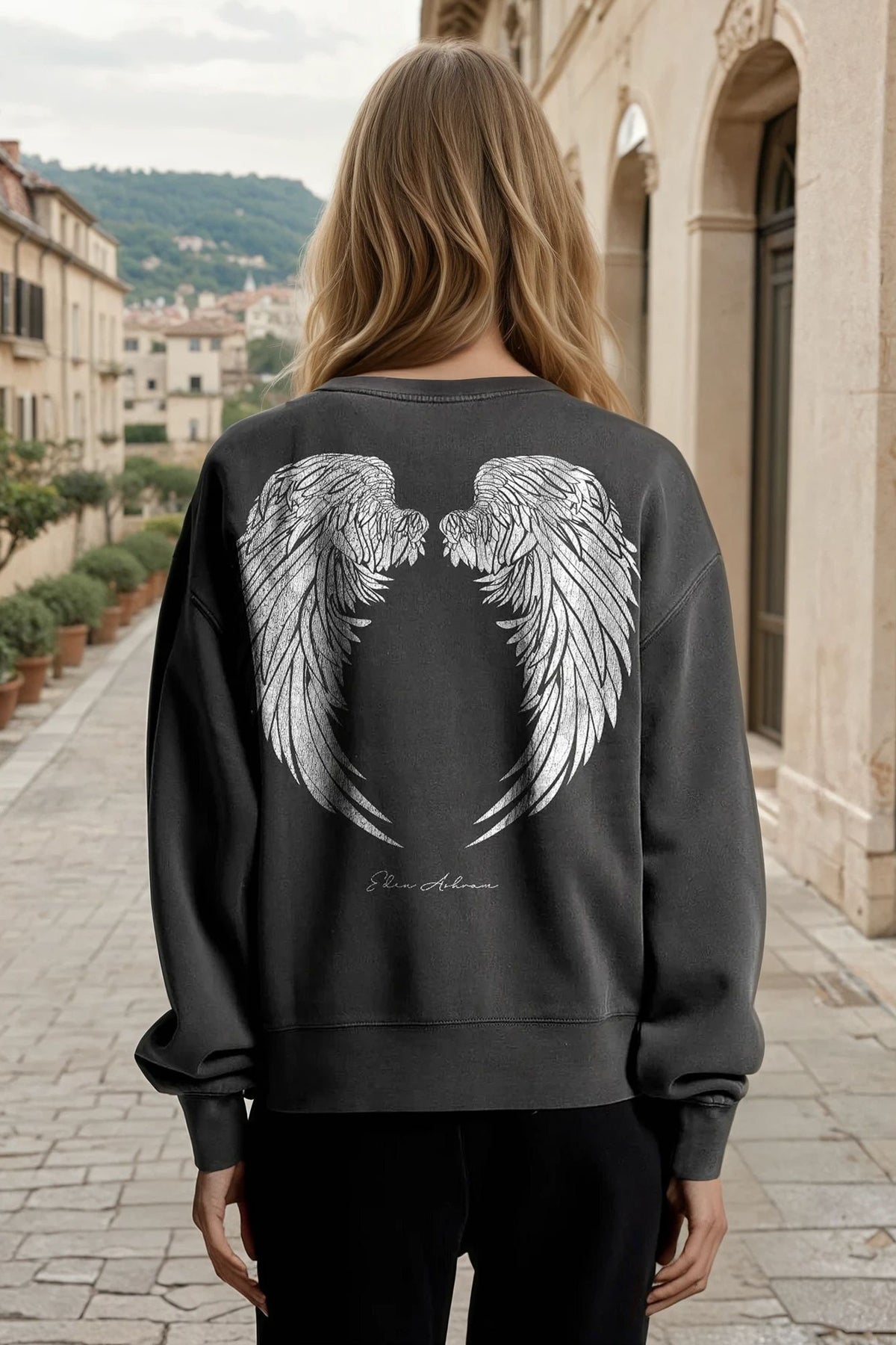 Eden Ashram Angel Wings Premium Faded Sweatshirt