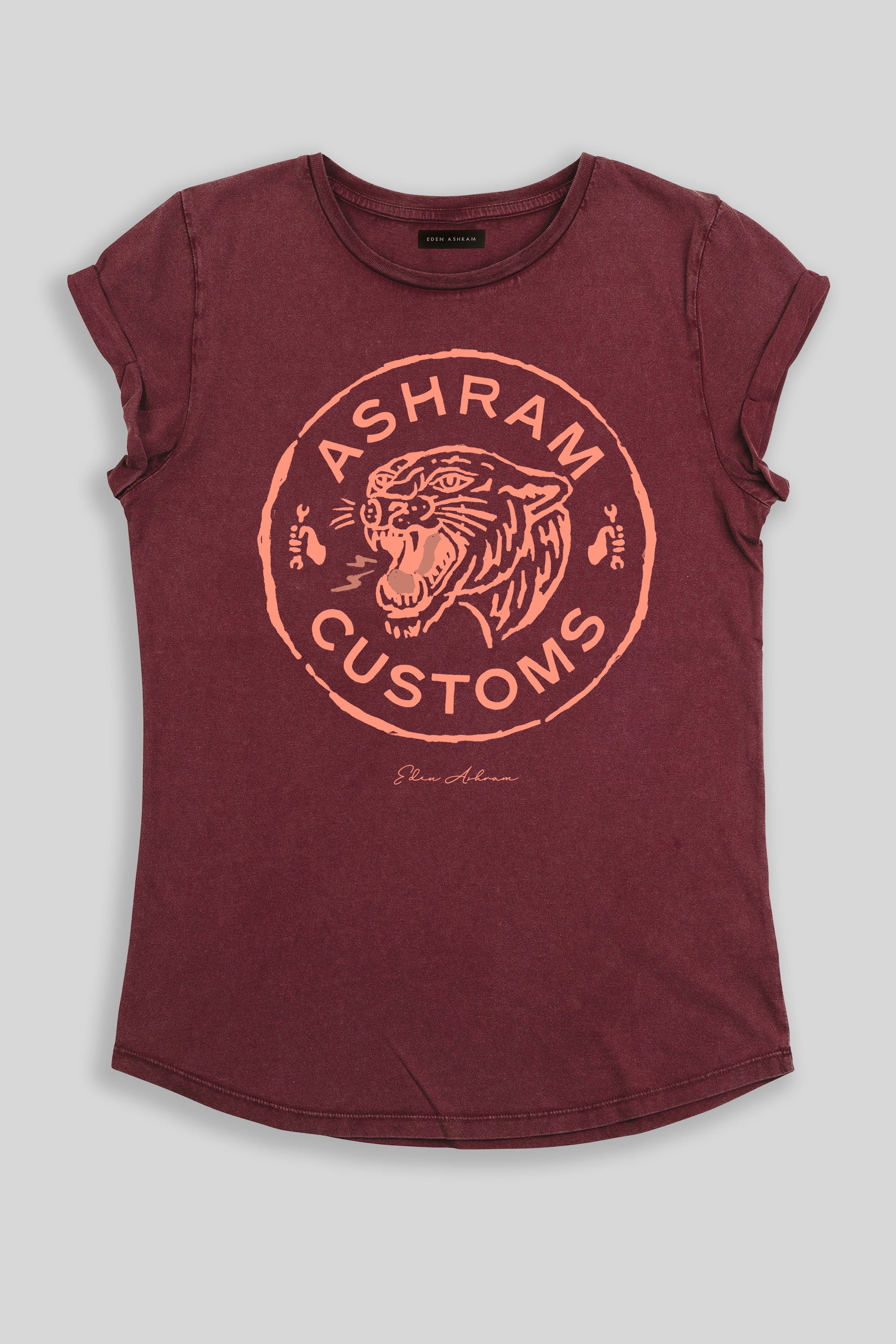 Eden Ashram Ashram Customs Premium Rolled Sleeve T-Shirt Stonewash Burgundy