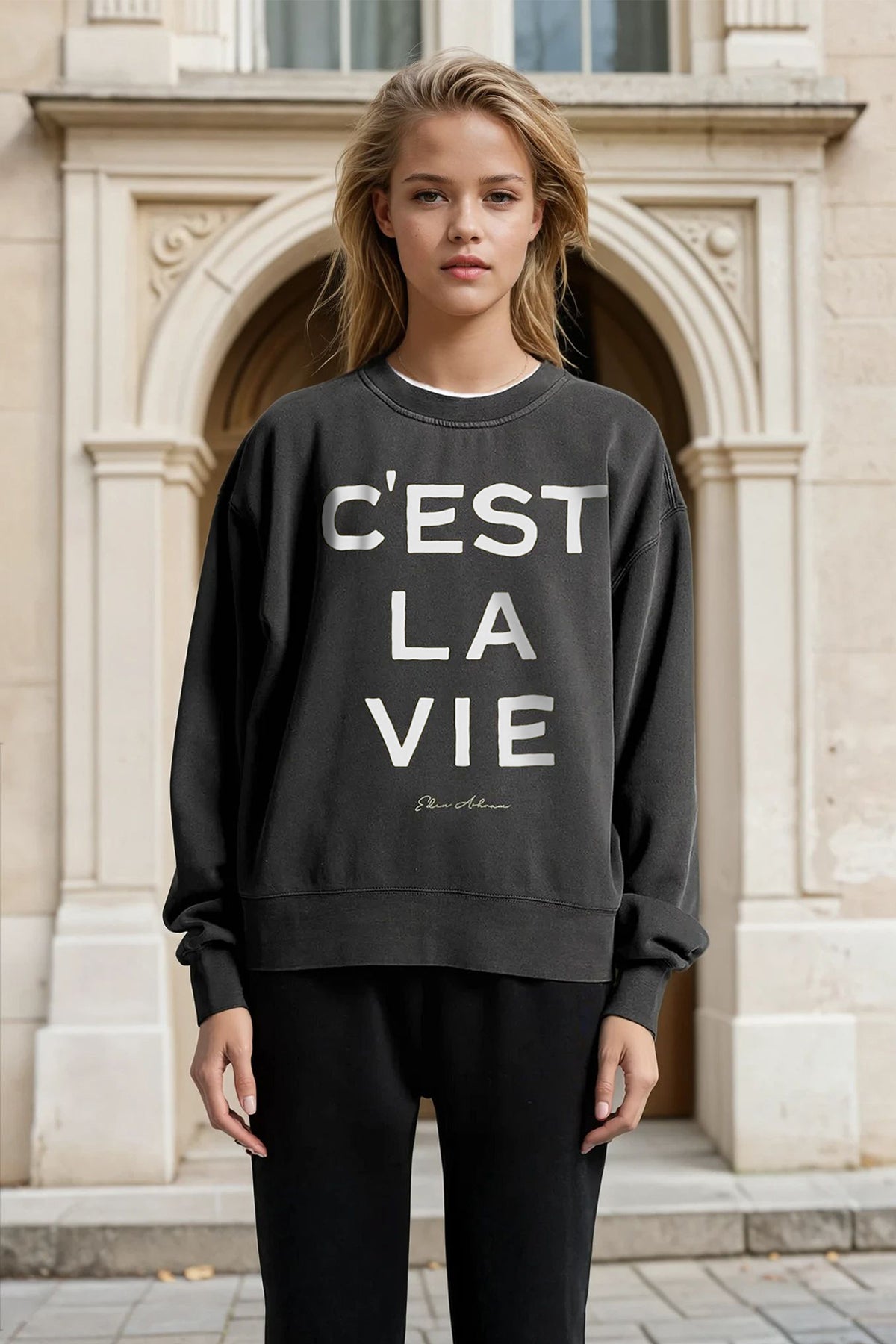 Eden Ashram C'est La Vie Premium Faded Sweatshirt