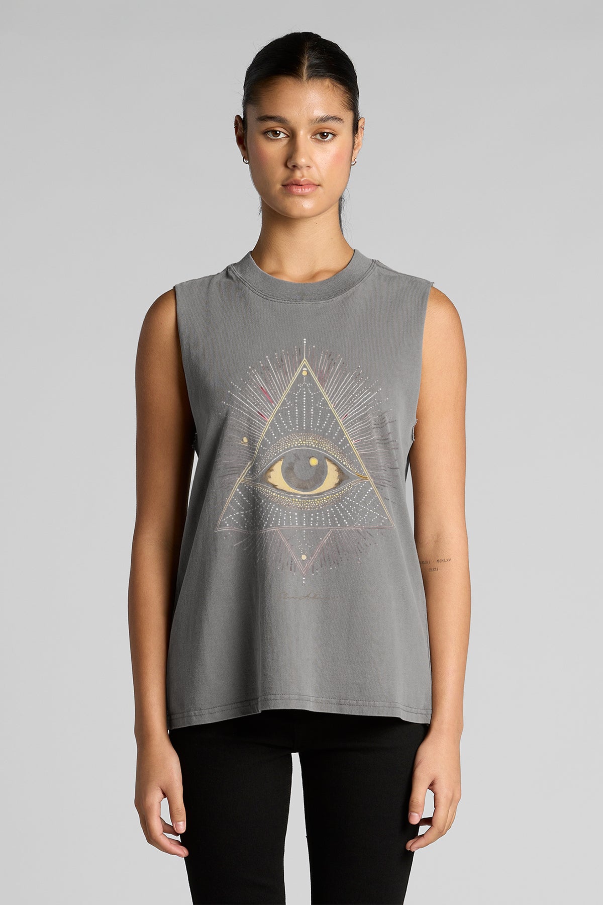 Eden Ashram Cosmic Eye Faded Rocker Tank