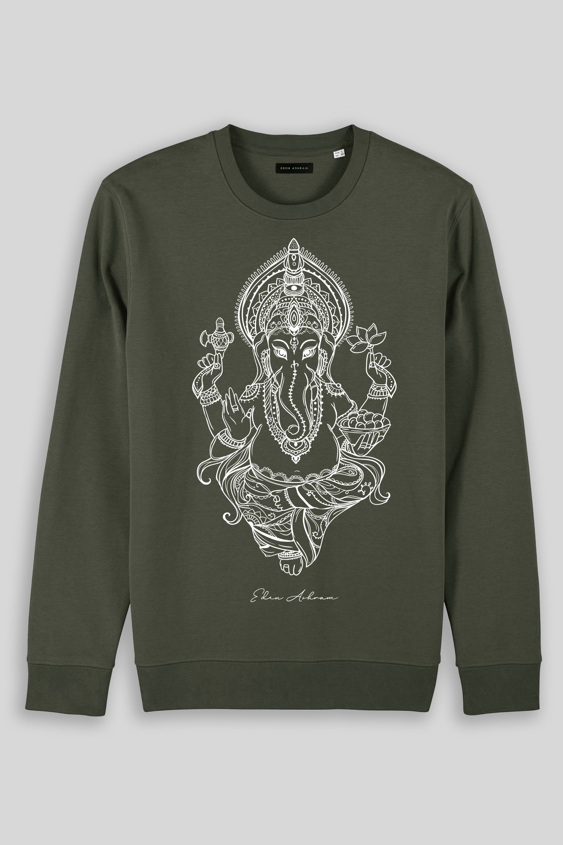 Eden Ashram Ganesha Iconic Sweatshirt Khaki