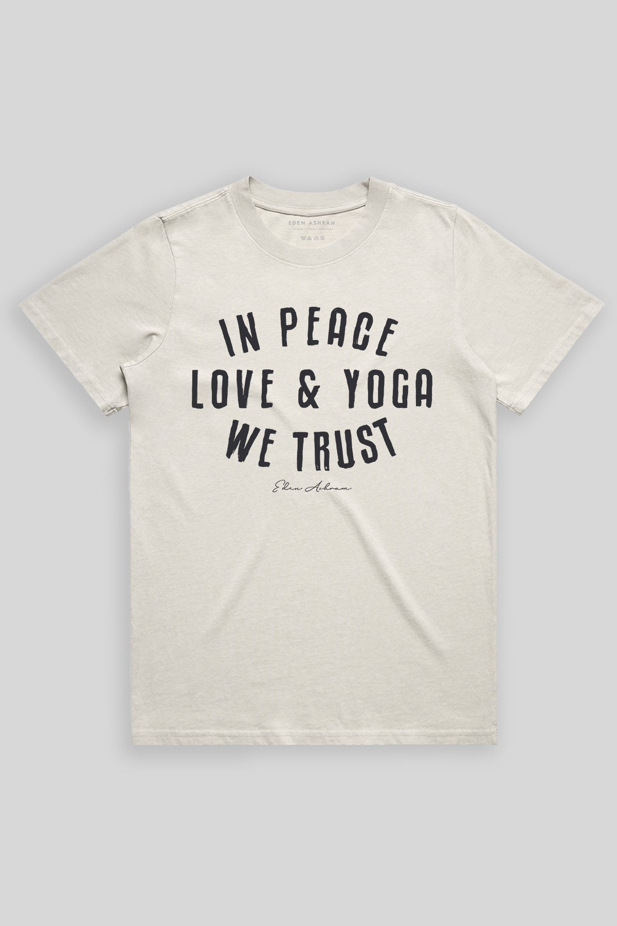 Eden Ashram In Peace, Love & Yoga We Trust Faded Rocker T-Shirt Faded Bone