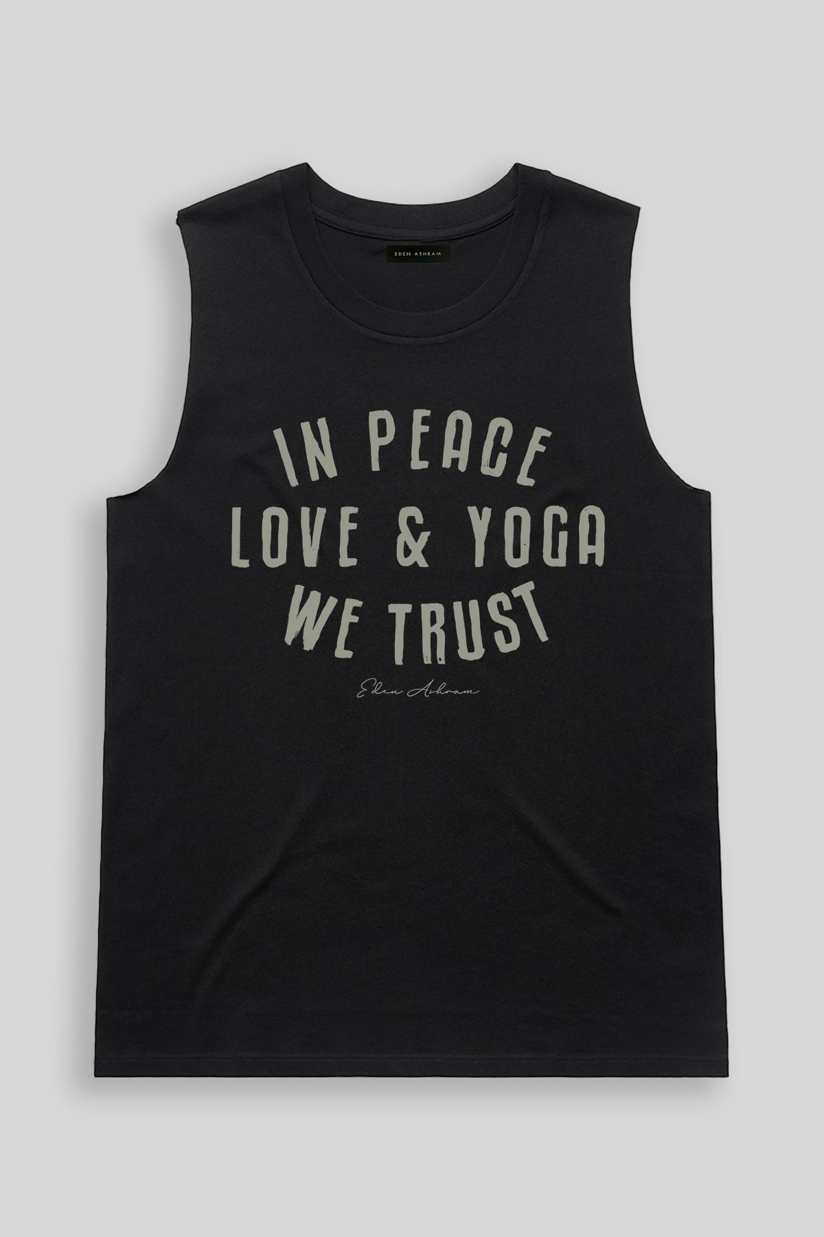 Eden Ashram In Peace, Love & Yoga We Trust Venice Tank Black