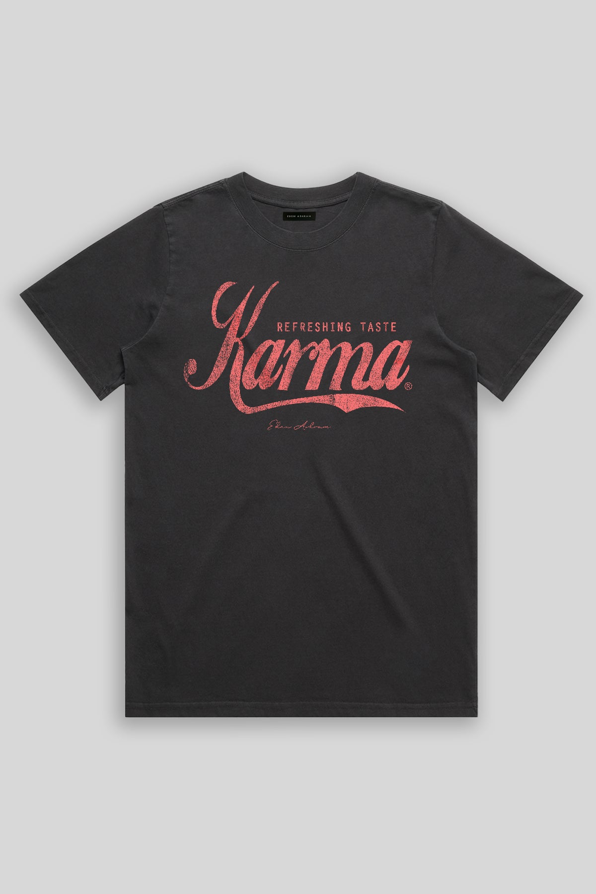 Eden Ashram Refreshing Karma Faded Rocker T-Shirt Faded Black Coral