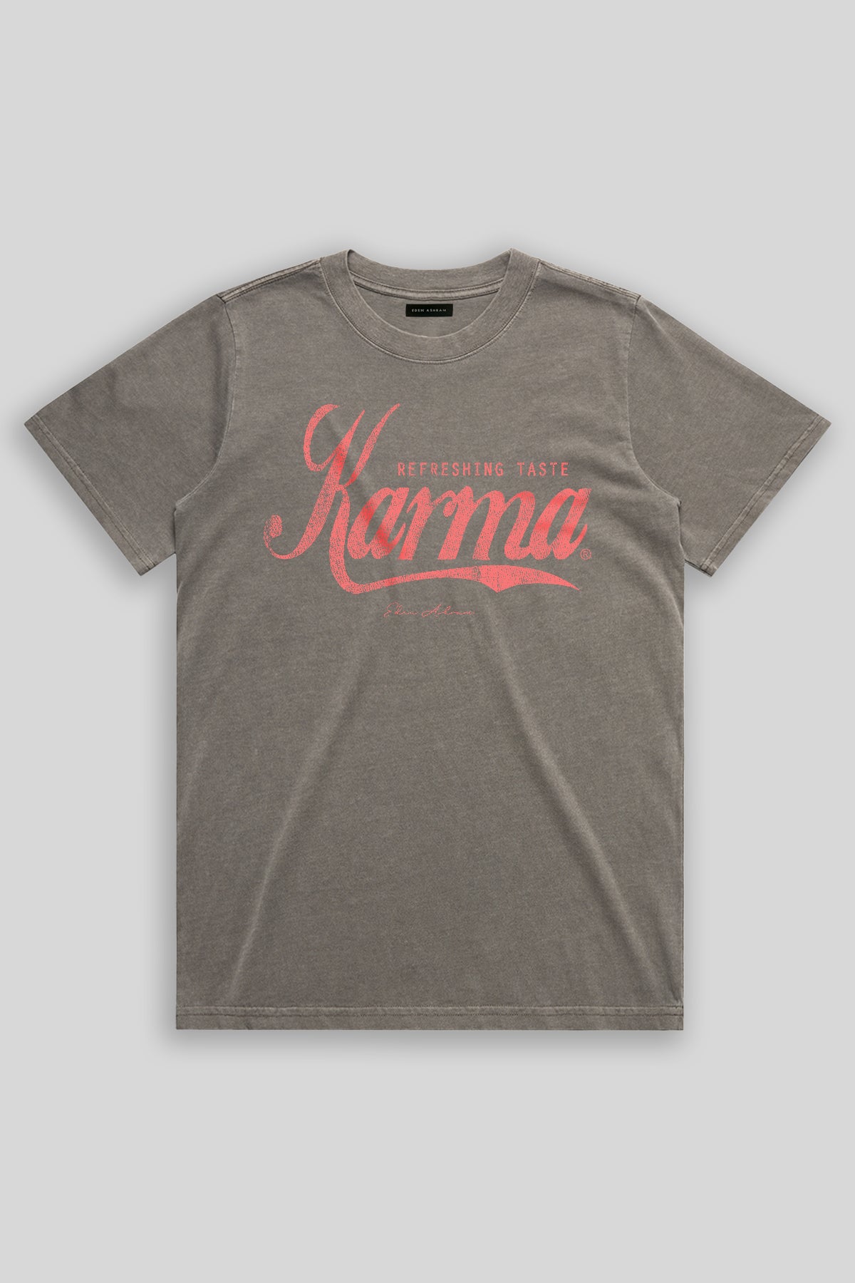 Eden Ashram Refreshing Karma Faded Rocker T-Shirt Faded Grey Coral