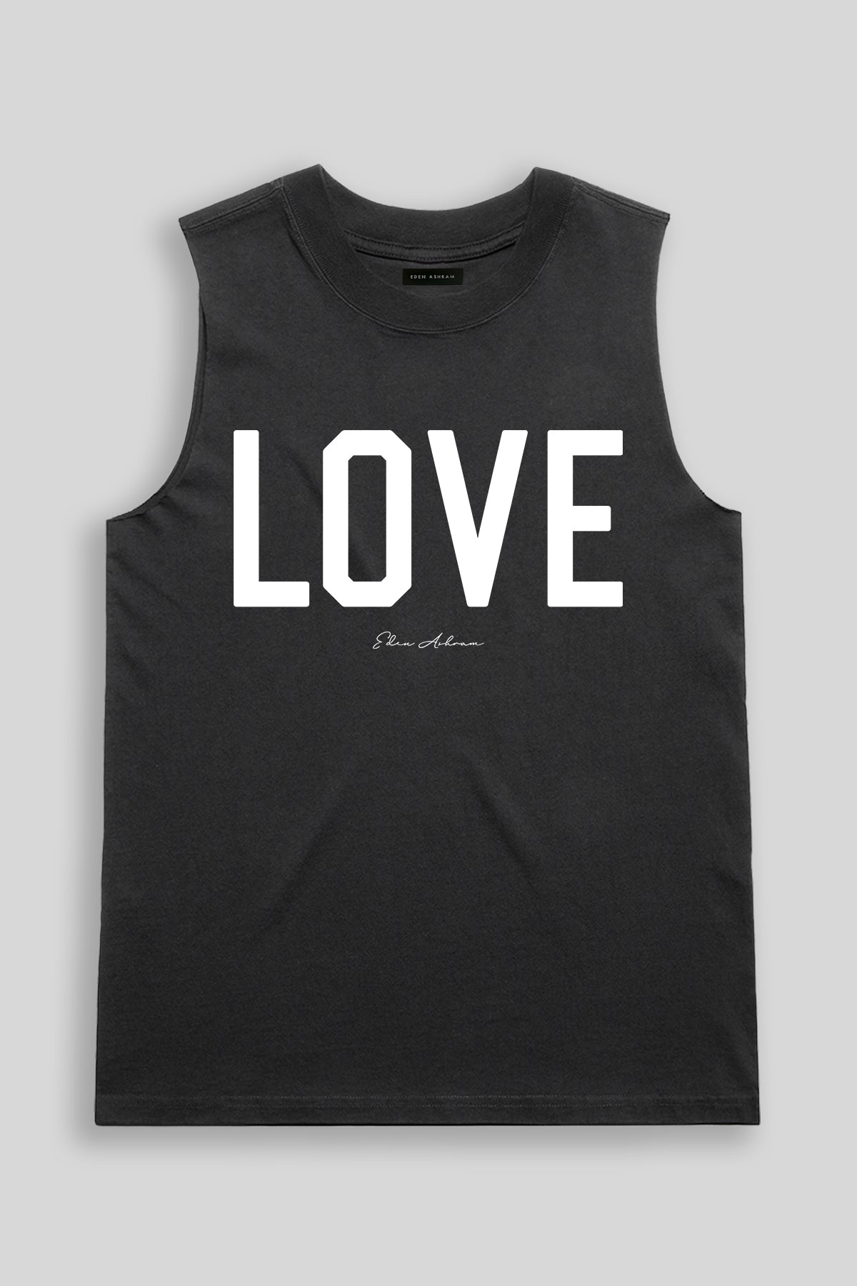 Eden Ashram LOVE Faded Rocker Tank Faded Black