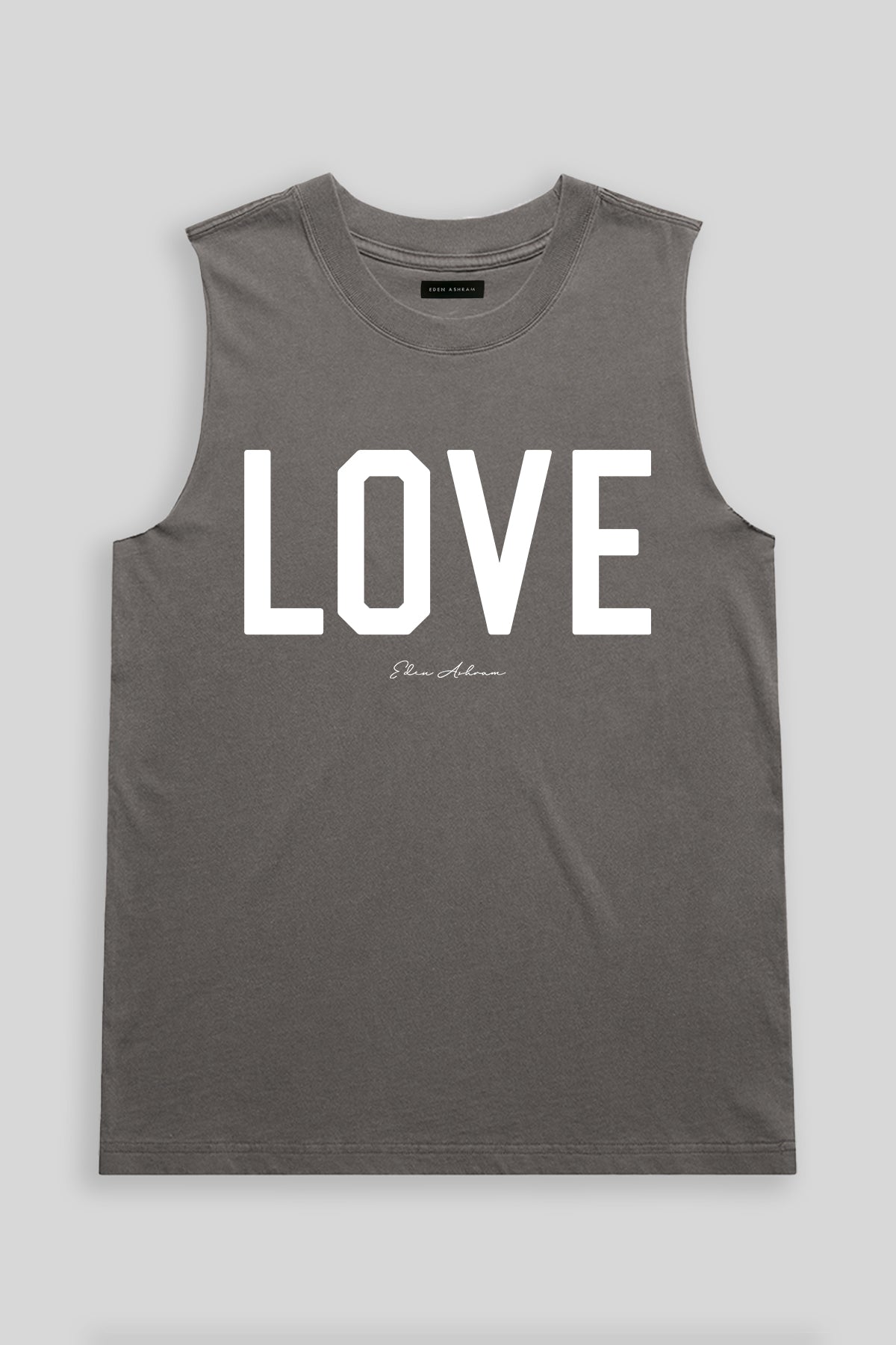 Eden Ashram LOVE Faded Rocker Tank Faded Grey