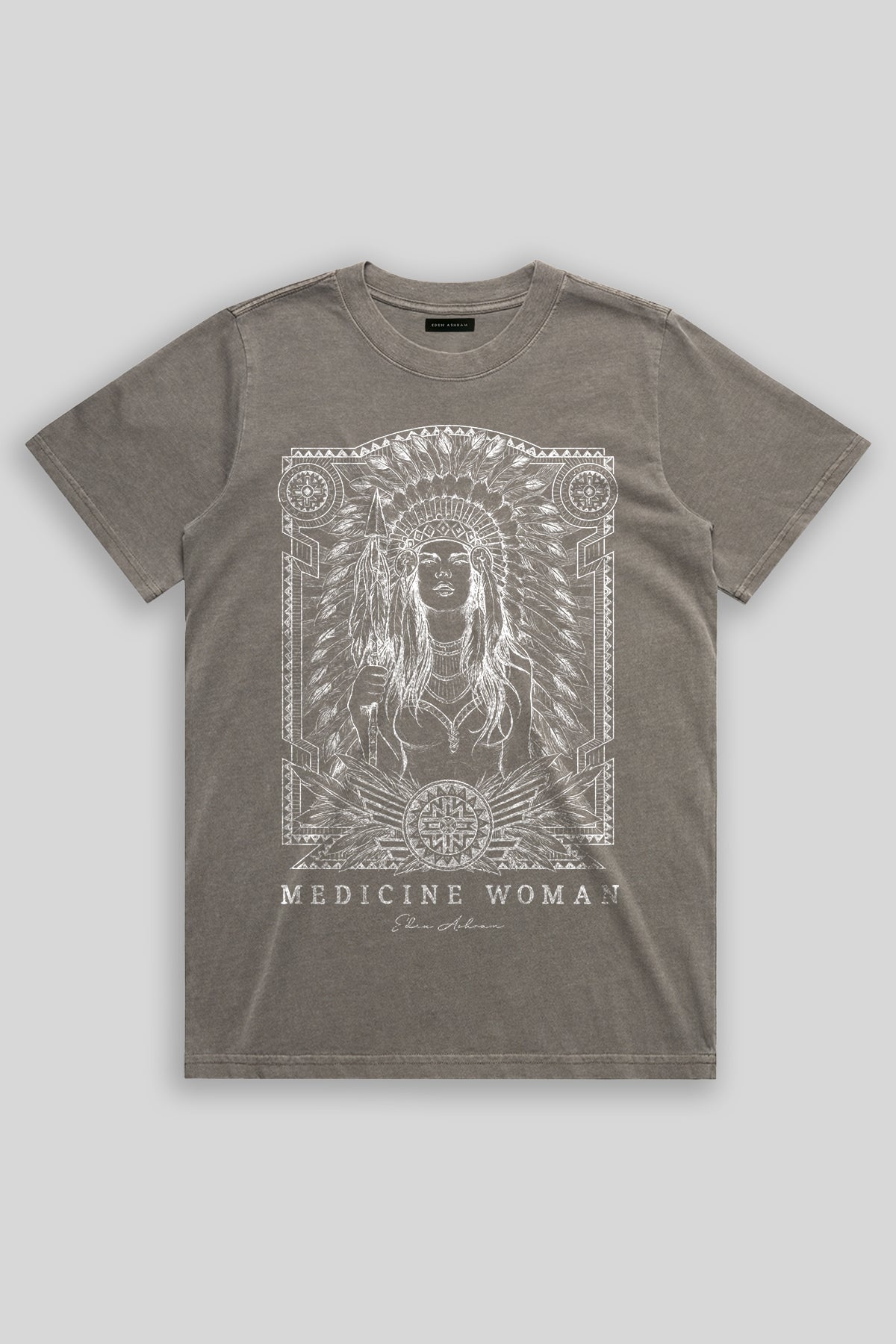 Eden Ashram Medicine Woman Faded Rocker T-Shirt Faded Grey