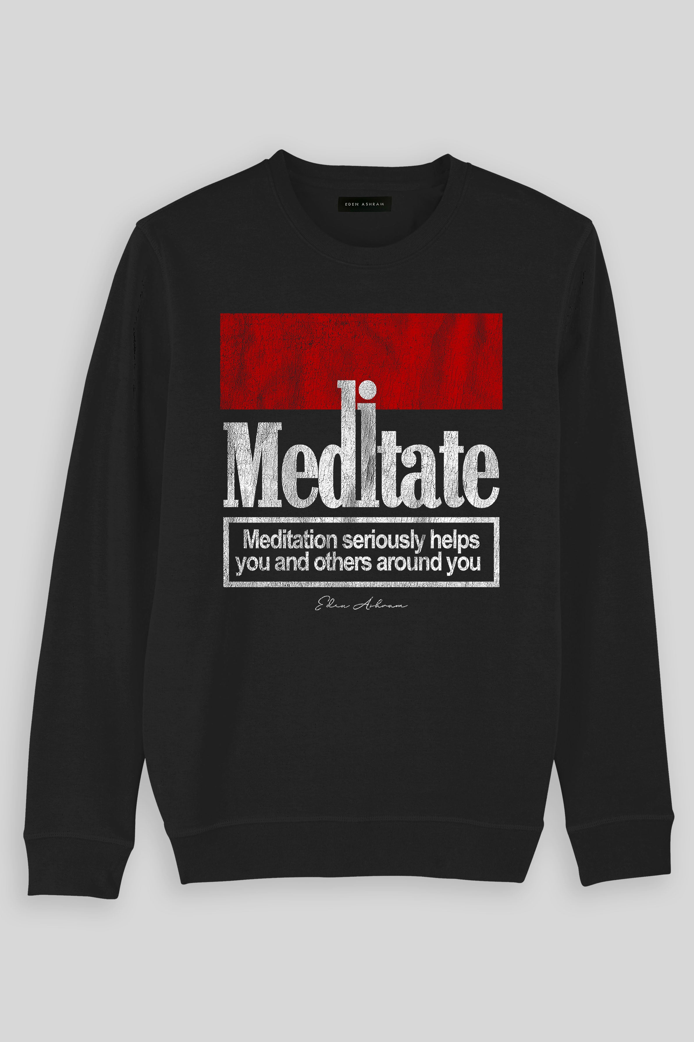 Eden Ashram Meditate 2.0 Premium Crew Neck Sweatshirt Black