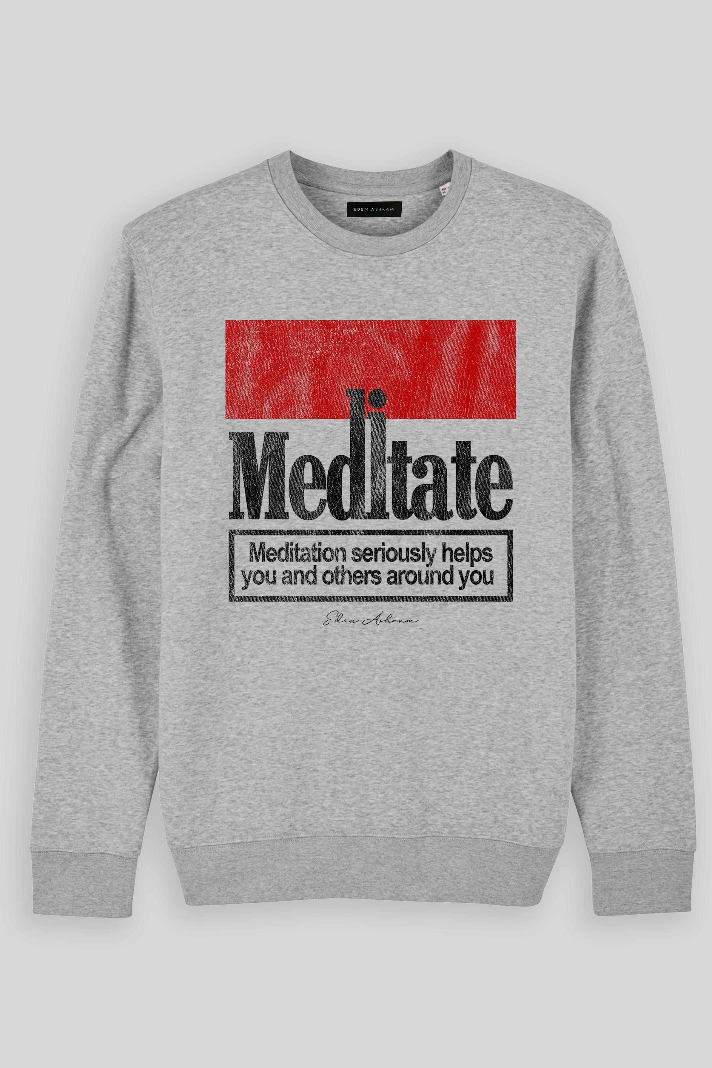 Eden Ashram Meditate 2.0 Premium Crew Neck Sweatshirt Heather Grey