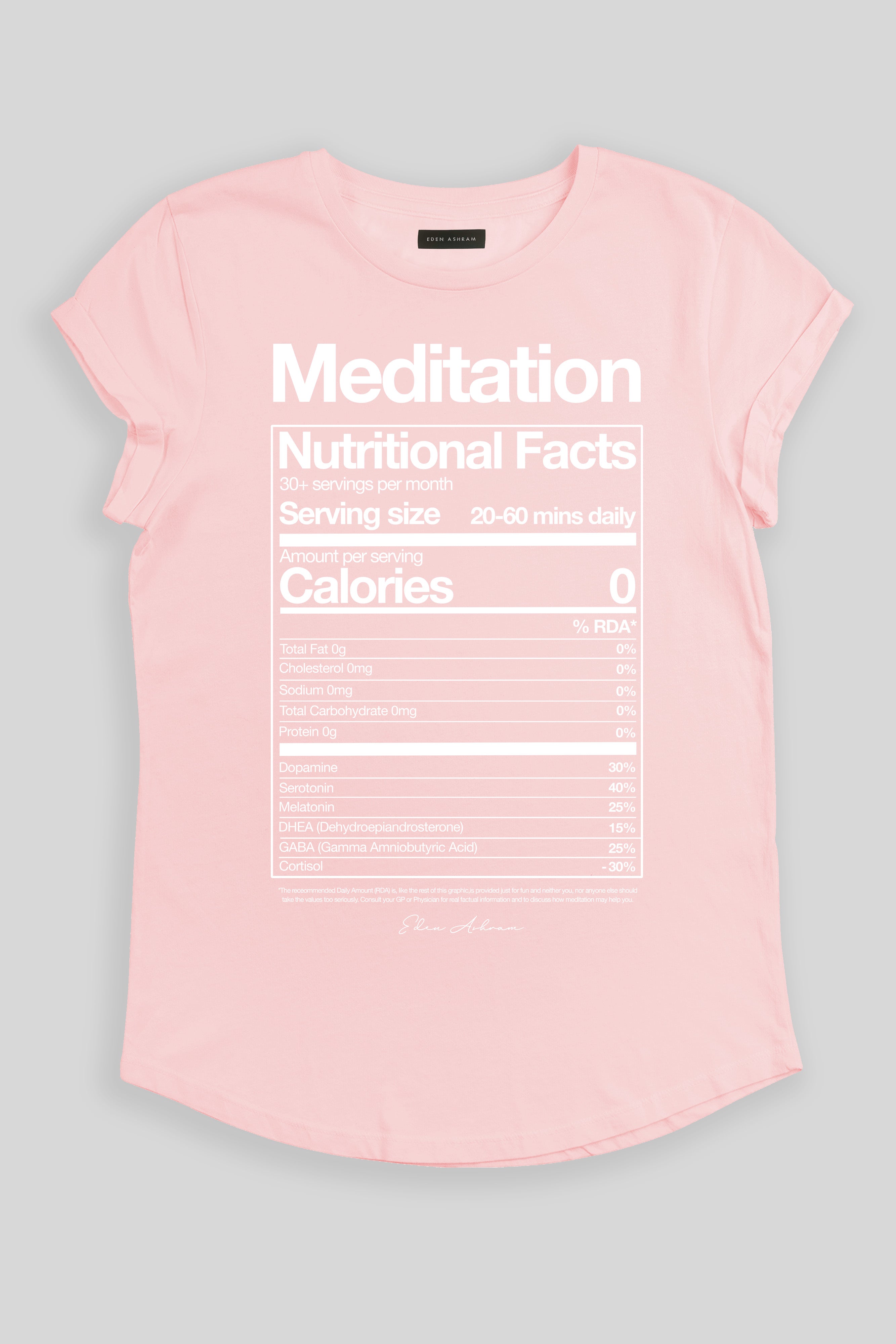 Meditation Nutritional Facts Premium Rolled Sleeve T-Shirt