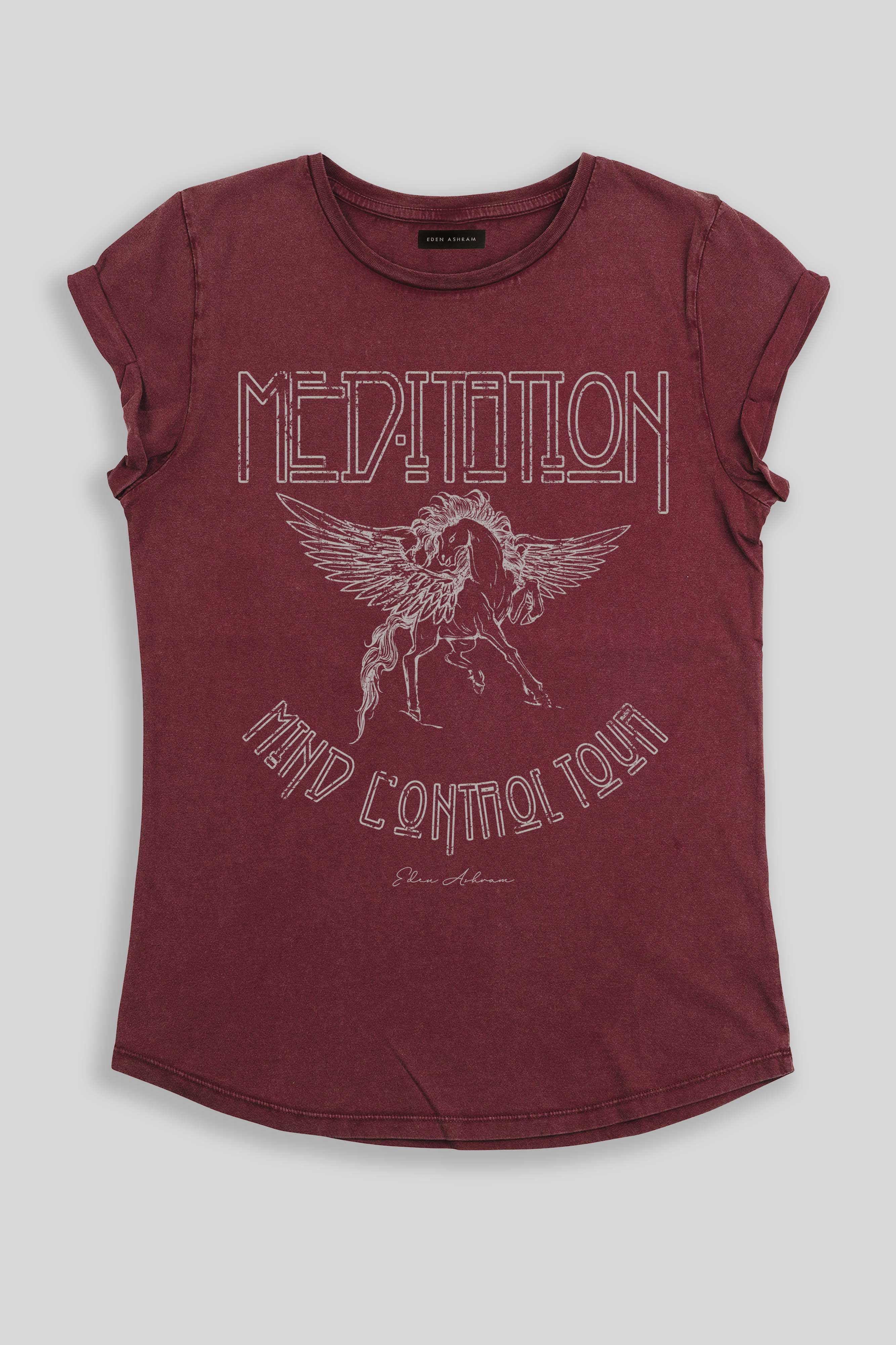 Eden Ashram Meditation Tour T-Shirt Stonewash Burgundy