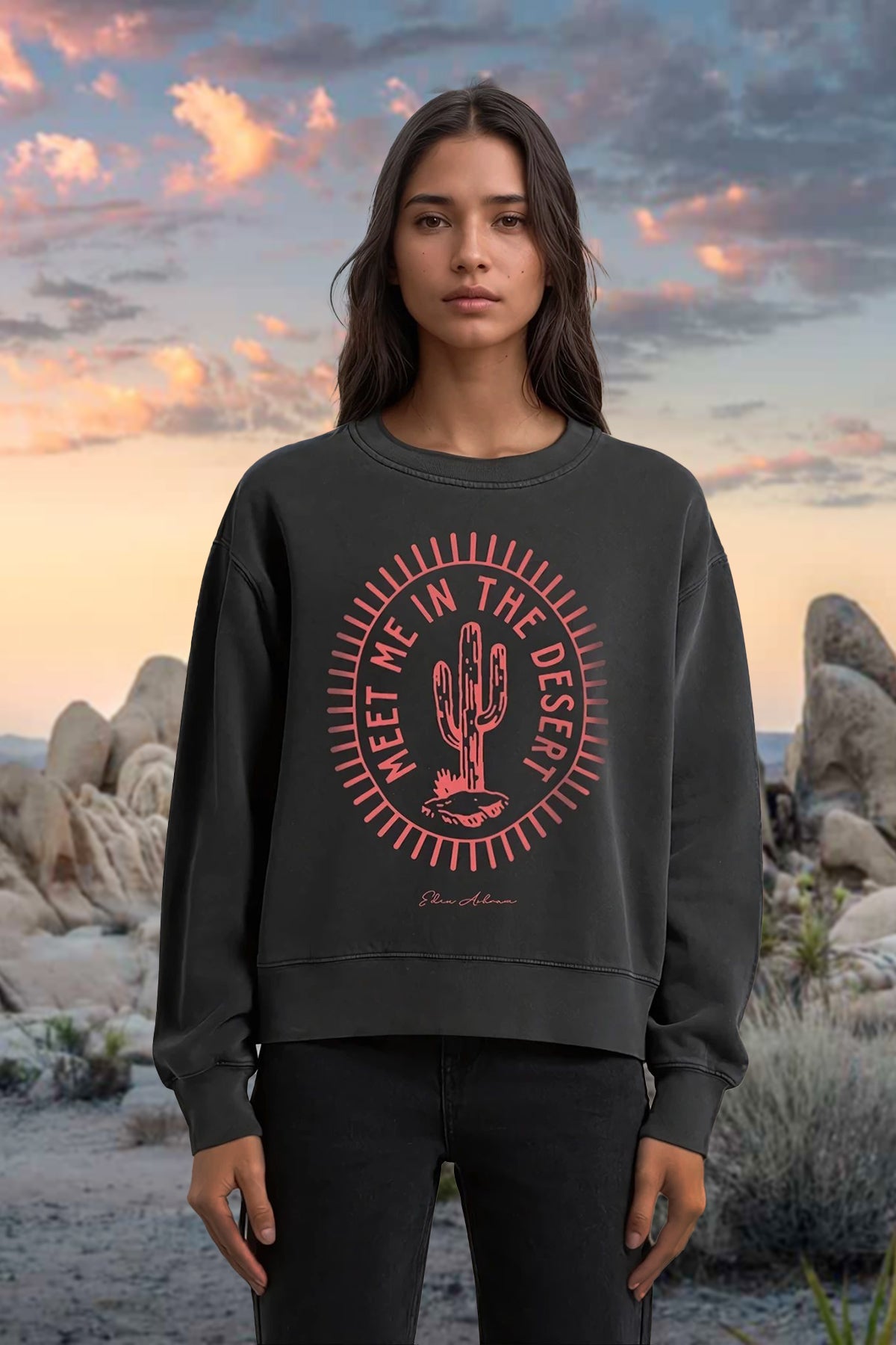 Eden Ashram Meet Me In The Desert Faded Sweatshirt