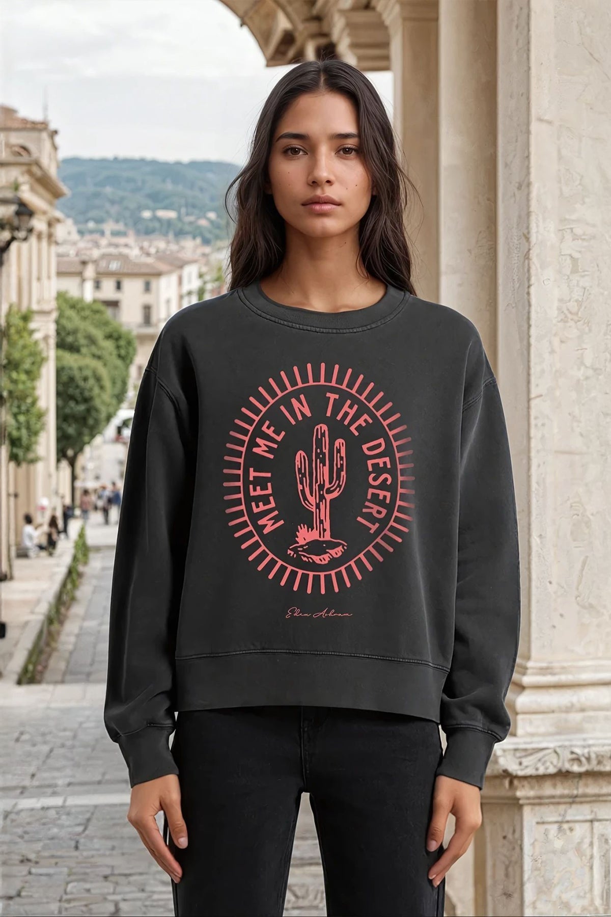 Eden Ashram Meet Me In The Desert Faded Sweatshirt