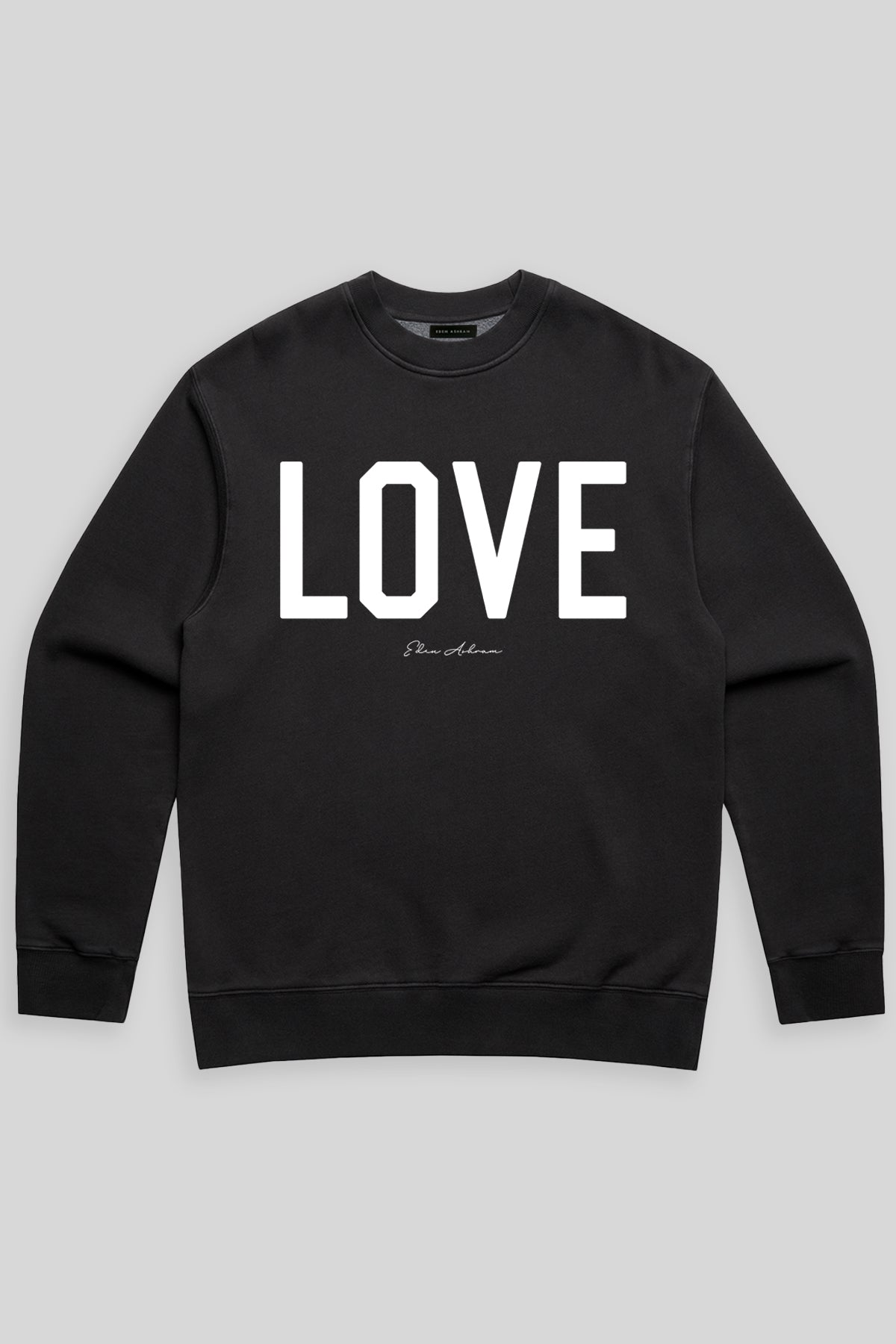 Eden Ashram LOVE Men's Premium Faded Crew Faded Black