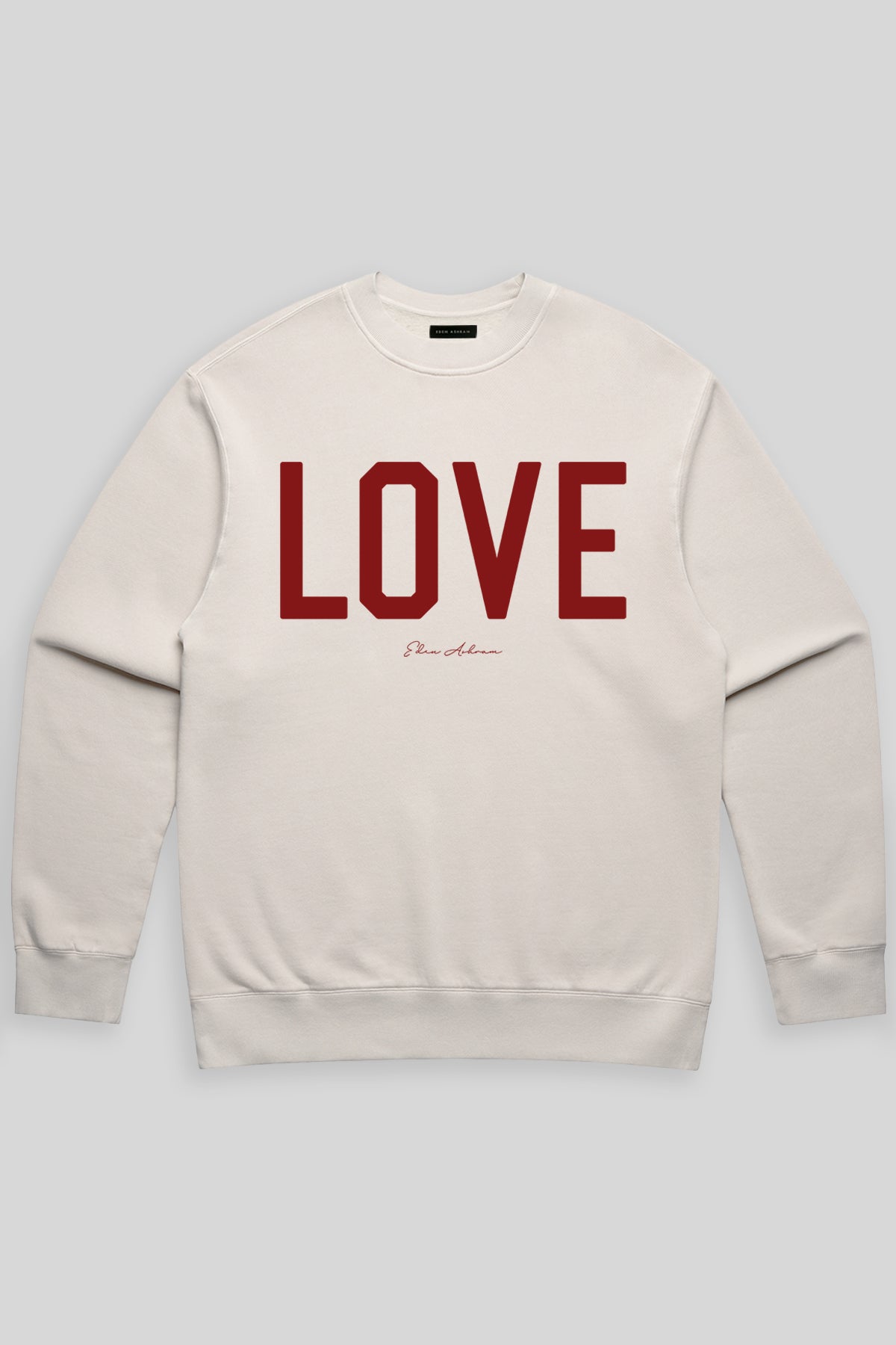 Eden Ashram LOVE Men's Premium Faded Crew Faded Bone