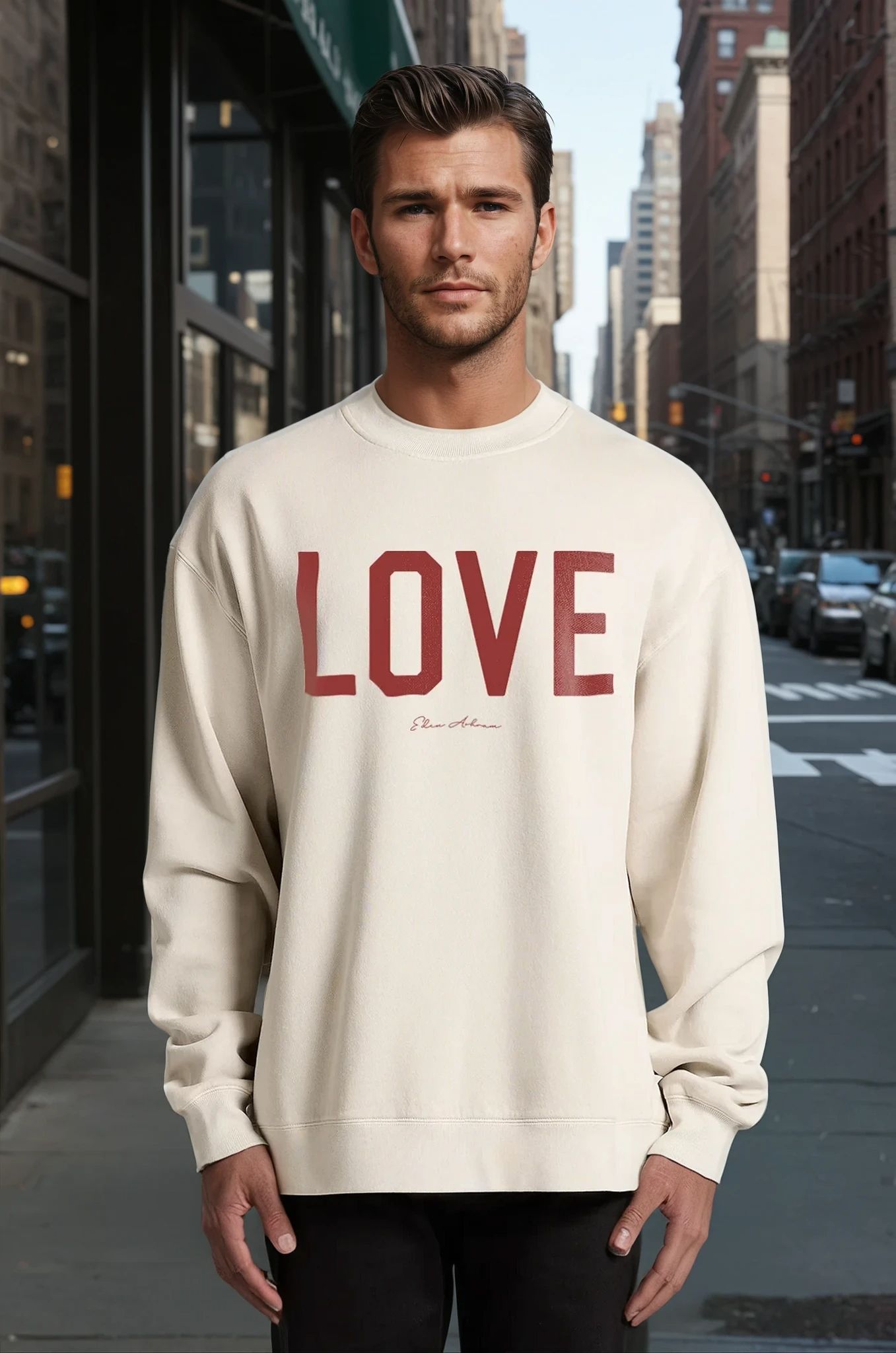 Eden Ashram LOVE Men's Premium Faded Crew