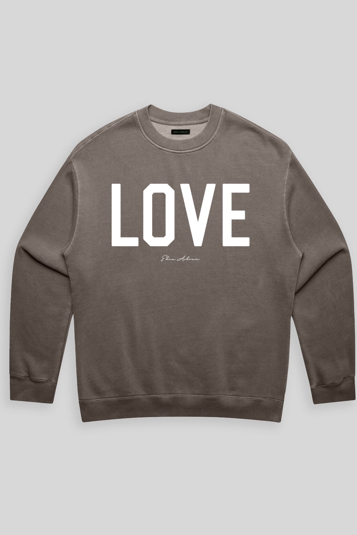 Eden Ashram LOVE Men's Premium Faded Crew Faded Grey