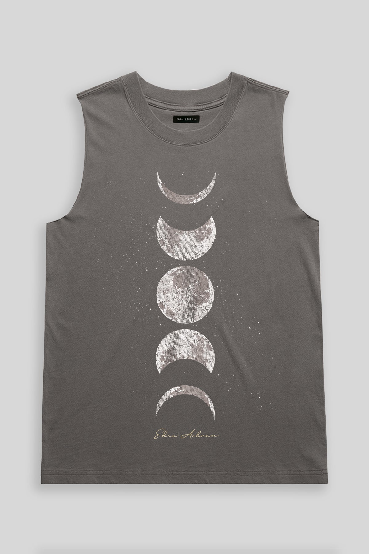 Eden Ashram Mystical Moon Faded Rocker Tank Faded Grey