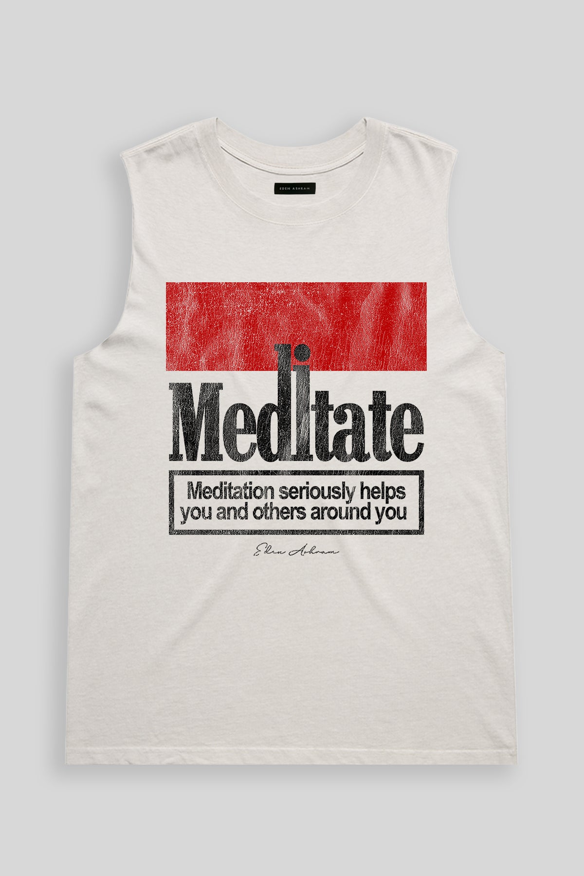 Eden Ashram Meditate 2.0 Faded Rocker Tank Faded Bone