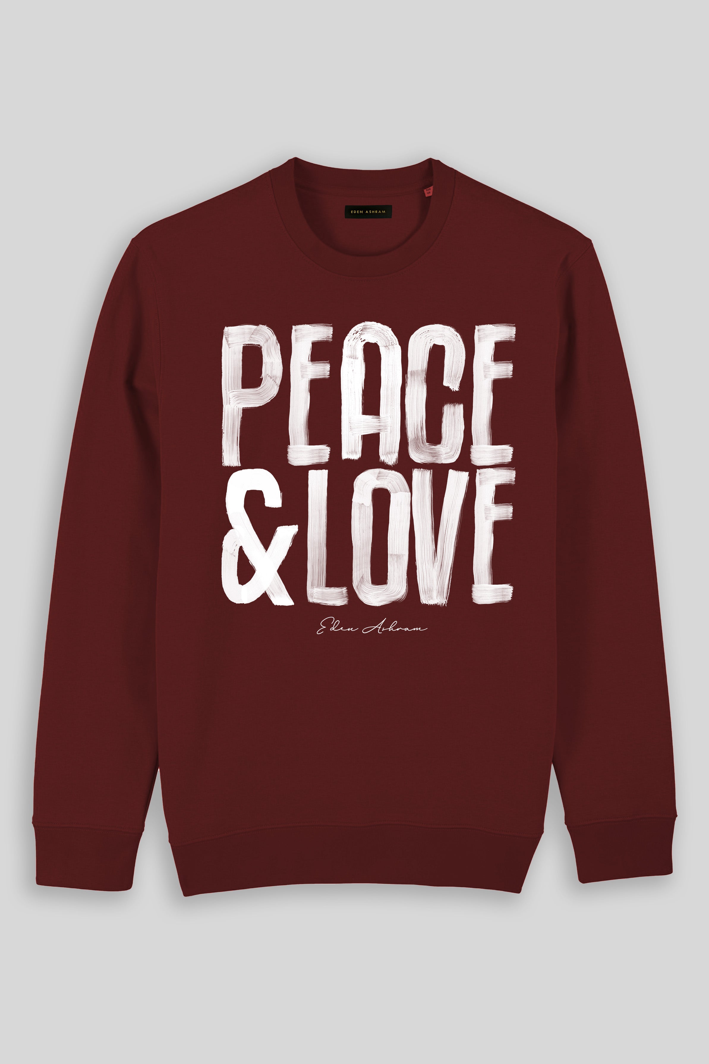 Eden Ashram Peace & Love Ultimate Organic Sweatshirt Burgundy