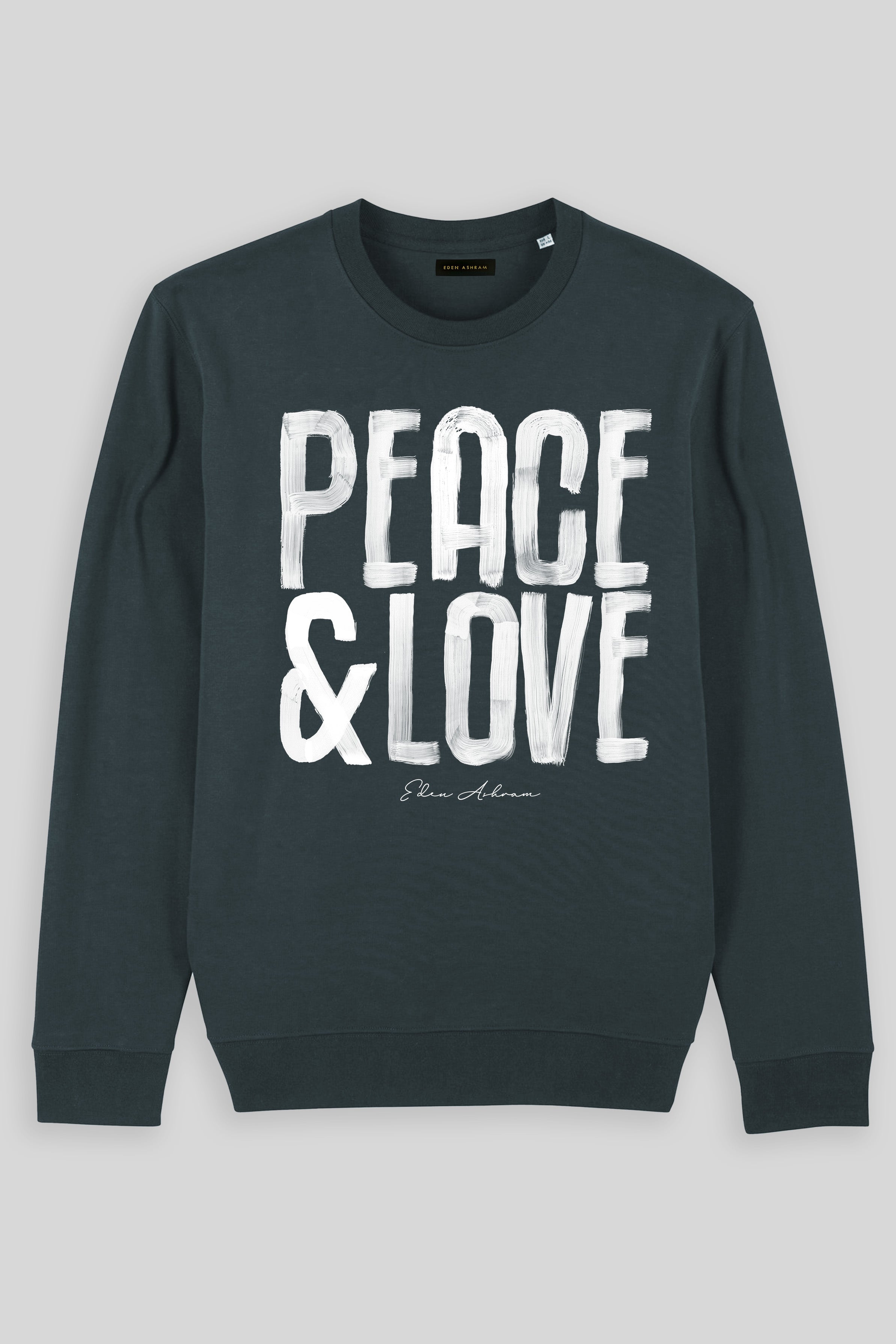 Eden Ashram Peace & Love Iconic Sweatshirt India Ink Grey