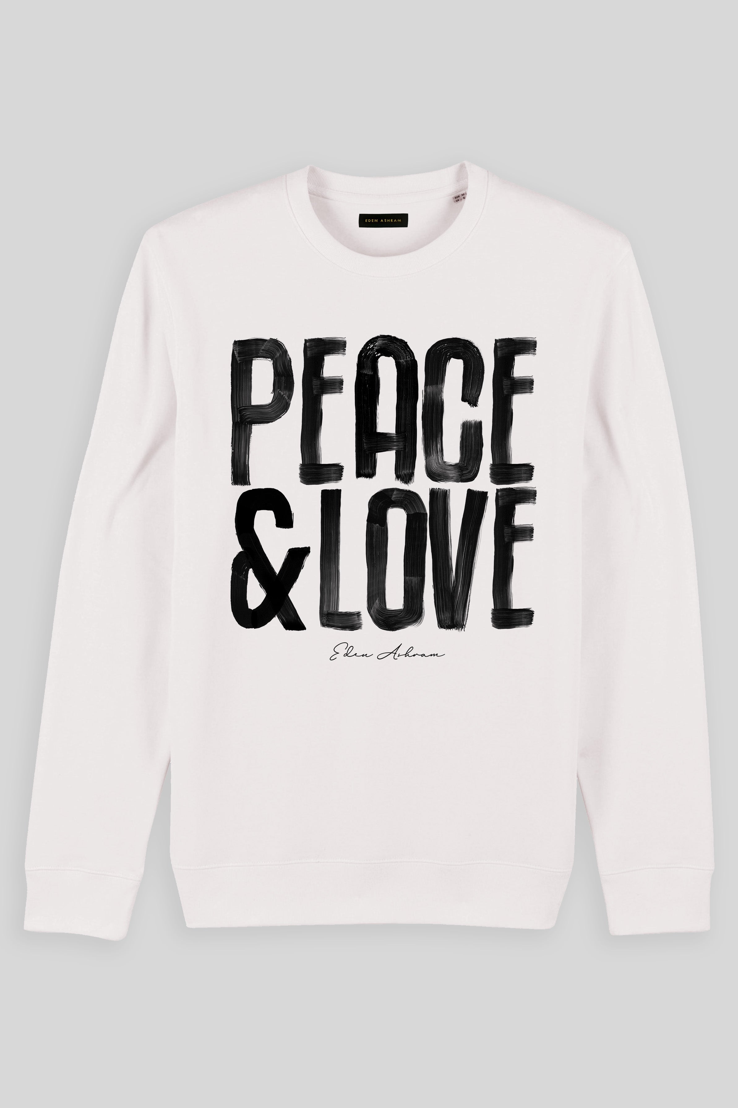 Eden Ashram Peace & Love Ultimate Organic Sweatshirt Vintage White