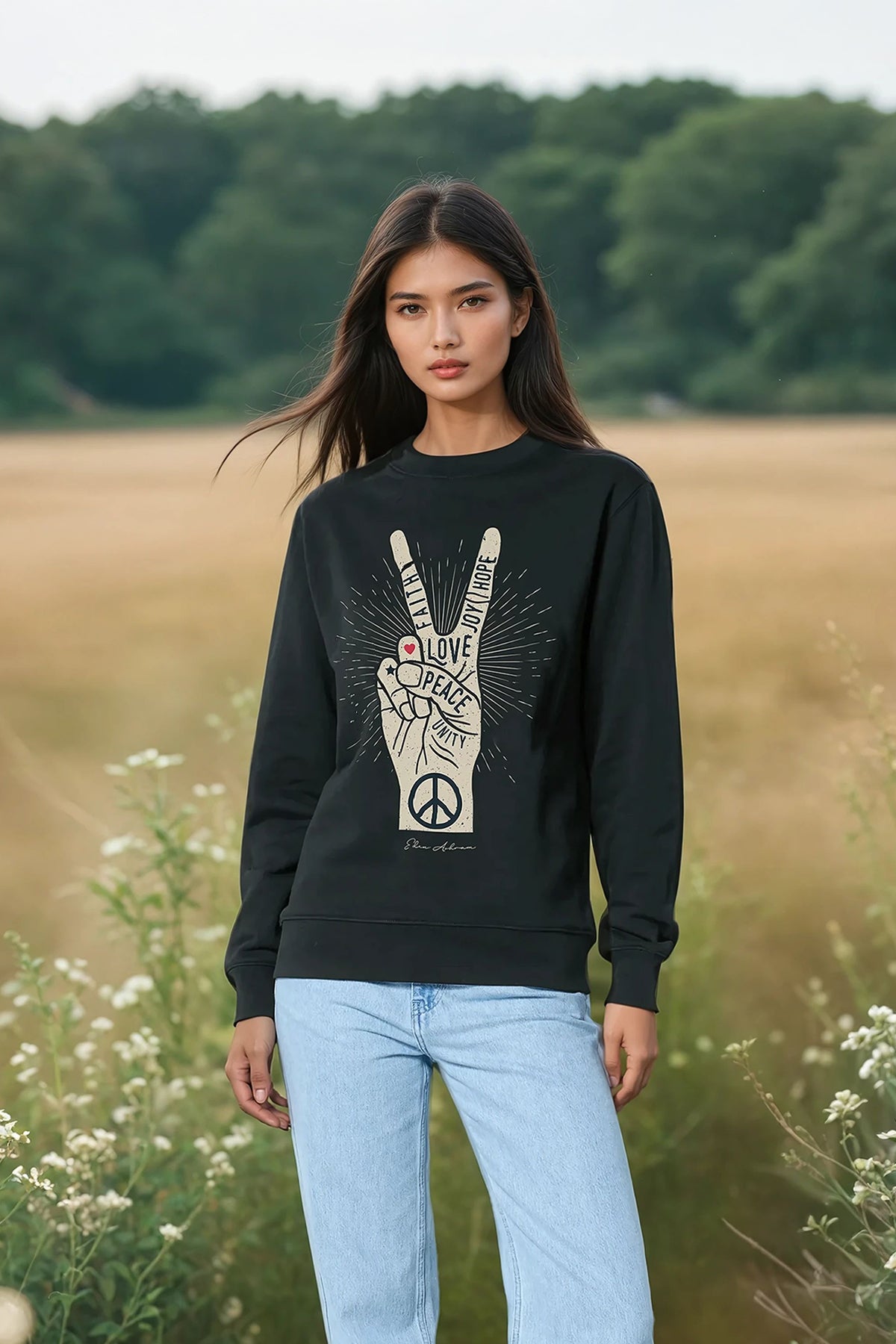 Eden Ashram Peace, Love, Unity, Faith, Joy & Hope Iconic Sweatshirt