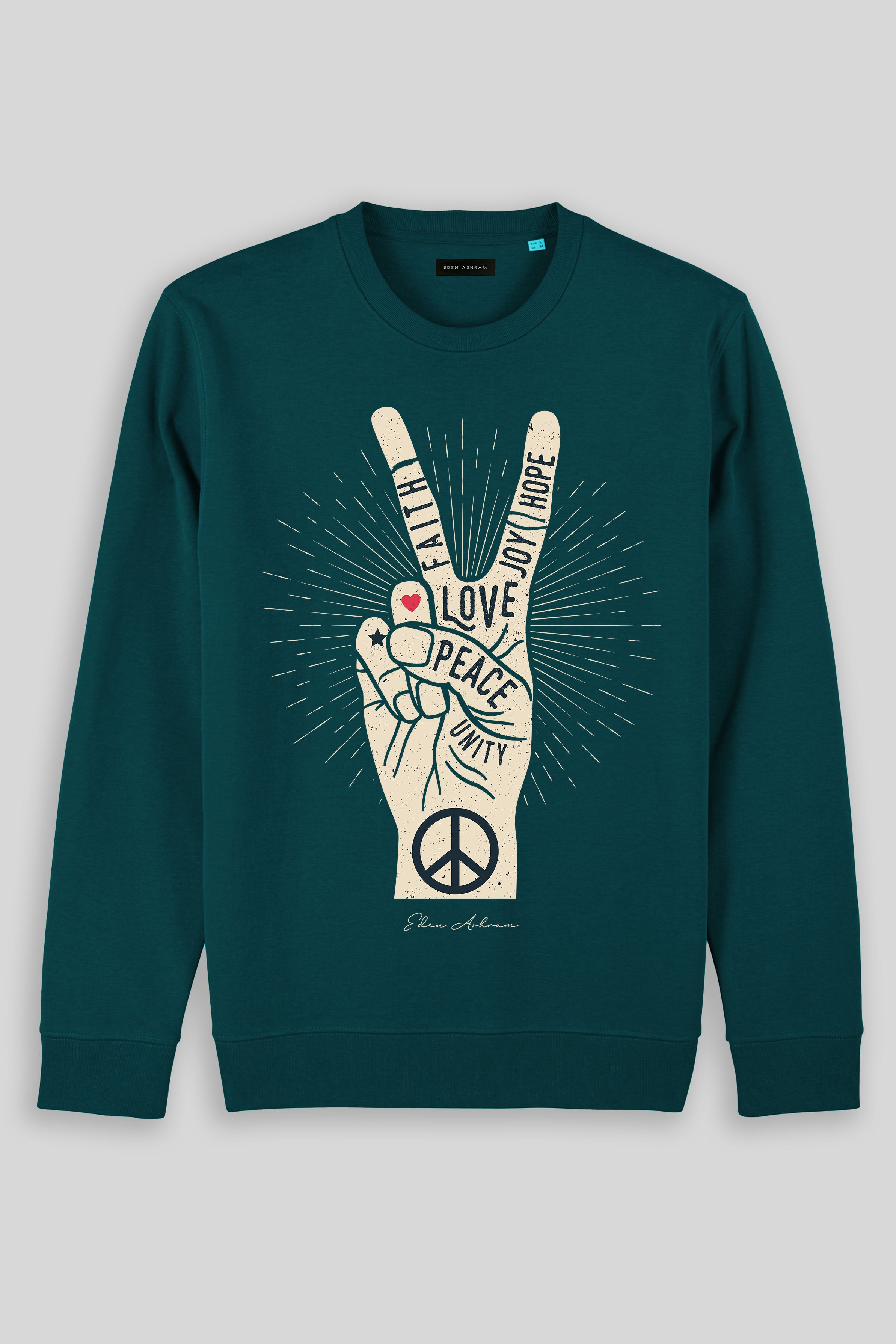 Eden Ashram Peace, Love, Unity, Faith, Joy & Hope Iconic Sweatshirt Stargazer