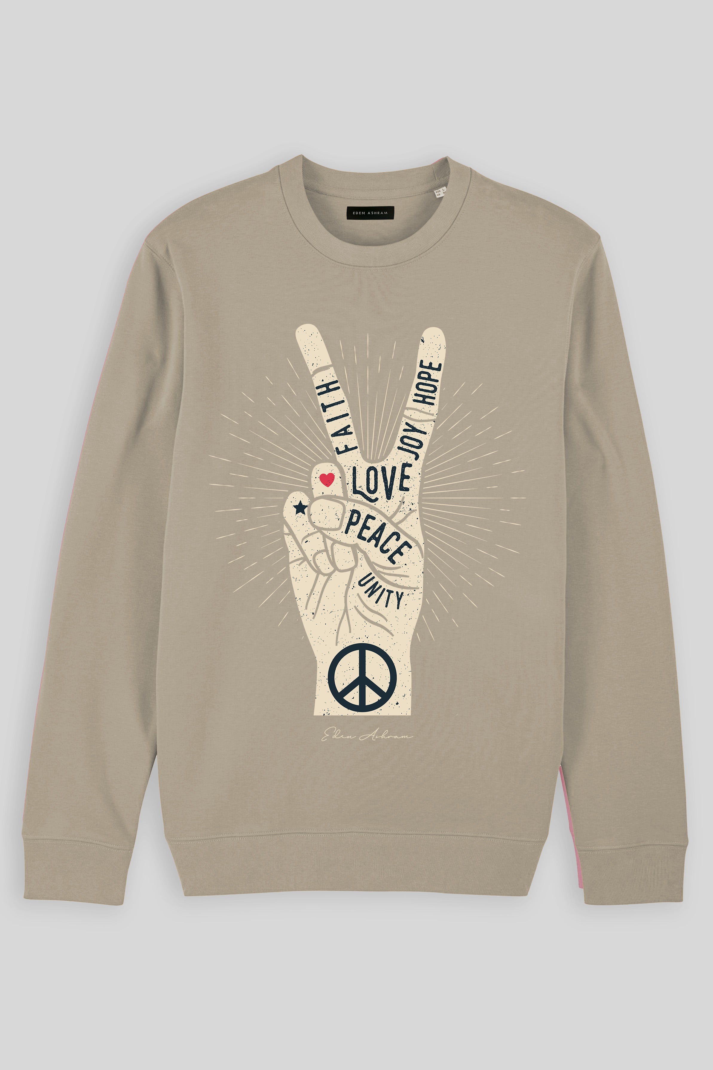 Eden Ashram Peace, Love, Unity, Faith, Joy & Hope Iconic Sweatshirt Stone