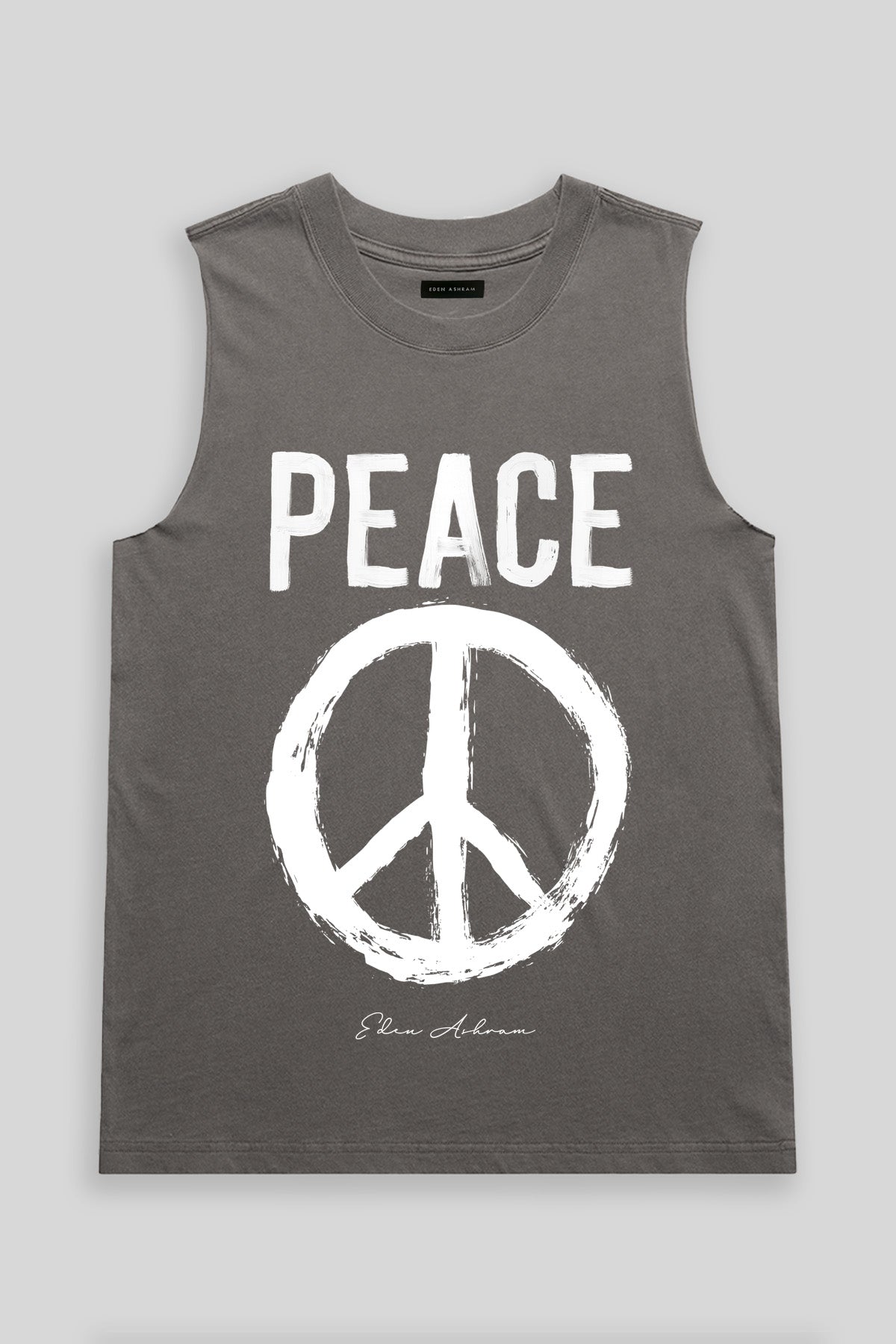 Eden Ashram Peace Faded Rocker Tank Faded Grey