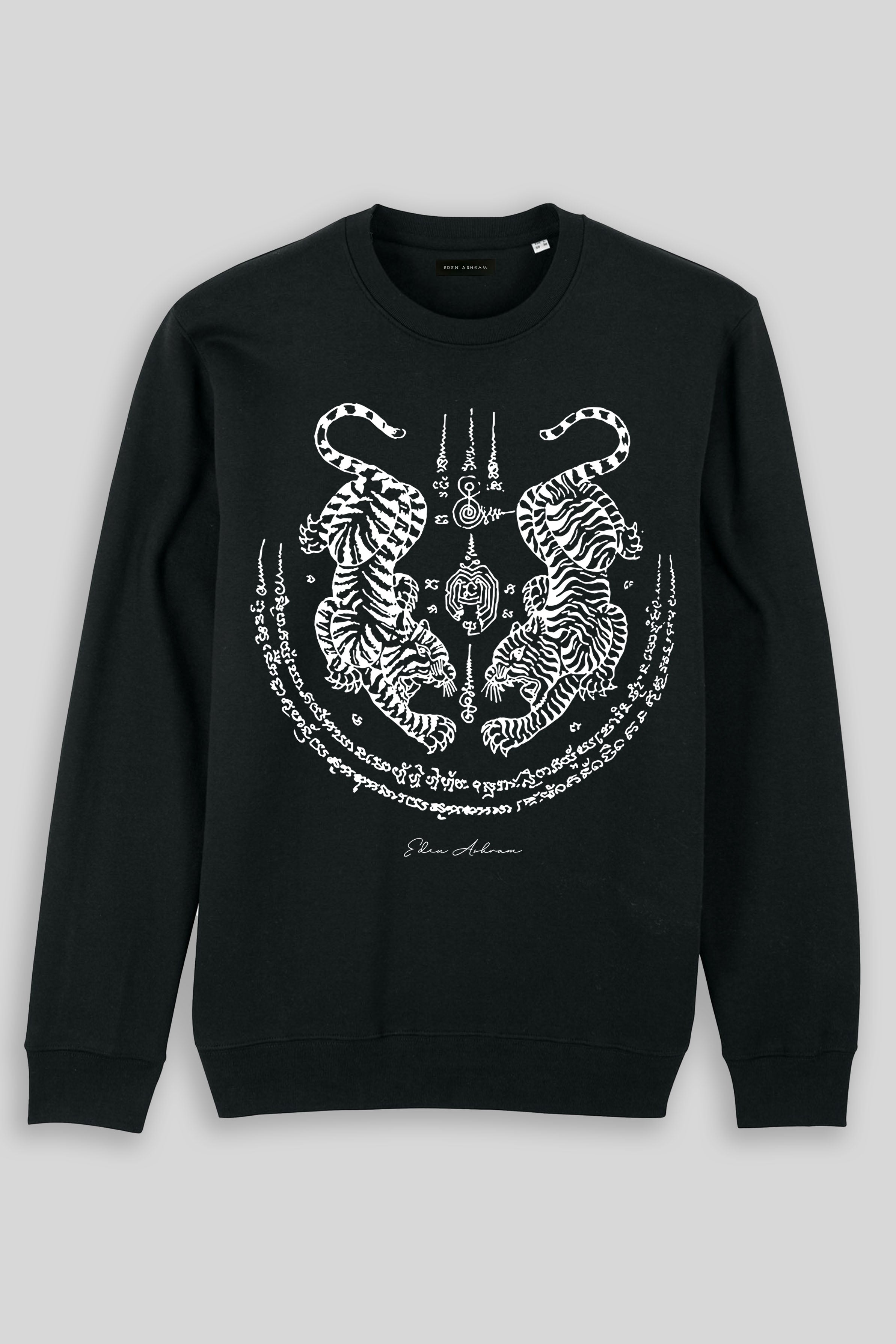 Eden Ashram Sak Yant Suea Koo (Twin Tigers) Iconic Sweatshirt Black