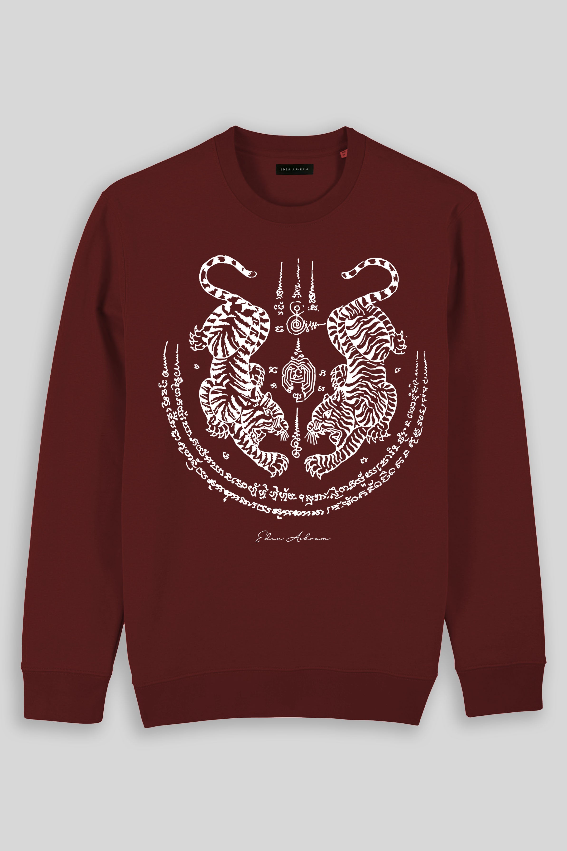 Eden Ashram Sak Yant Suea Koo (Twin Tigers) Iconic Sweatshirt Burgundy