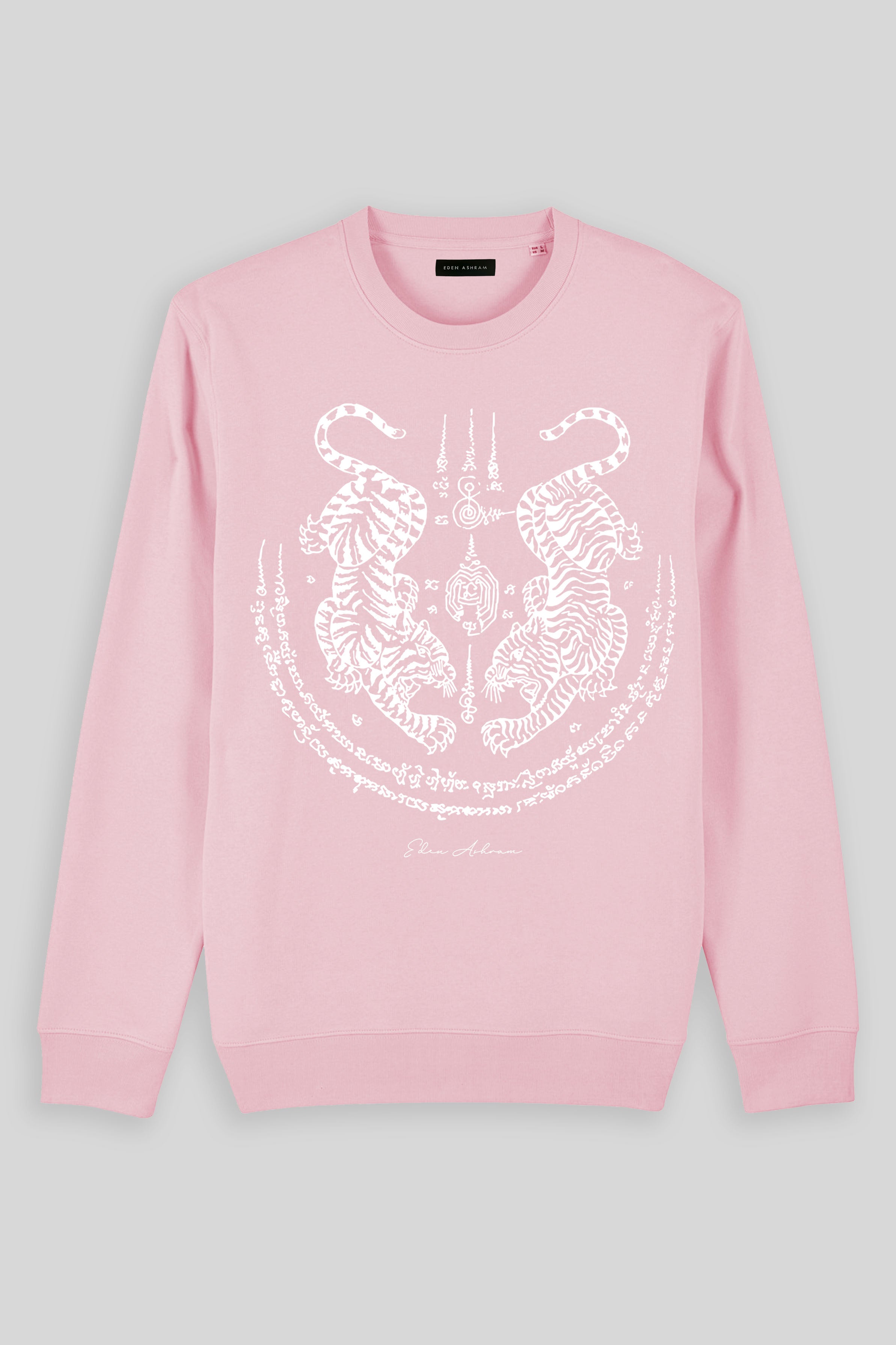 Eden Ashram Sak Yant Suea Koo (Twin Tigers) Iconic Sweatshirt Cotton Pink