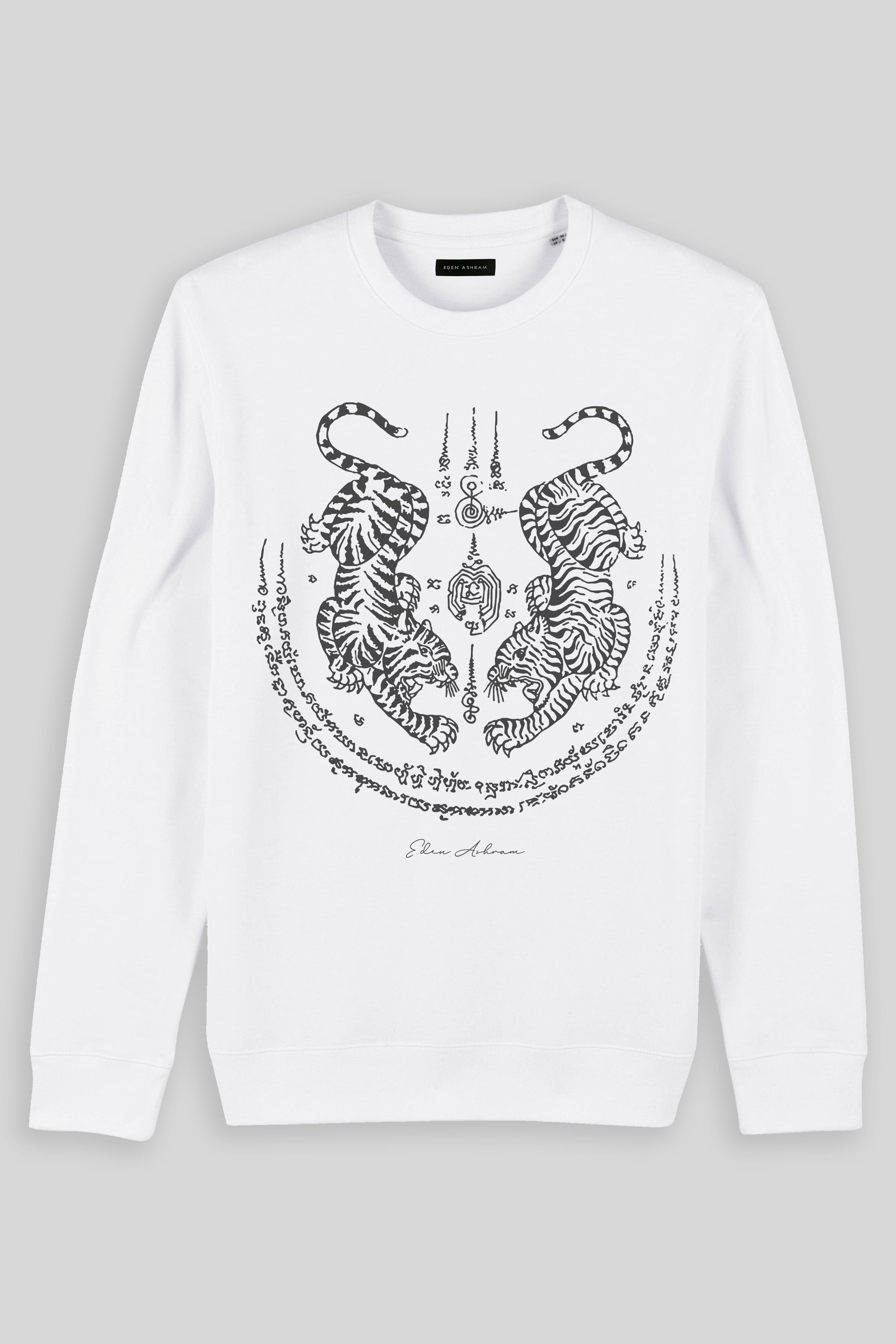 Eden Ashram Sak Yant Suea Koo (Twin Tigers) Iconic Sweatshirt White