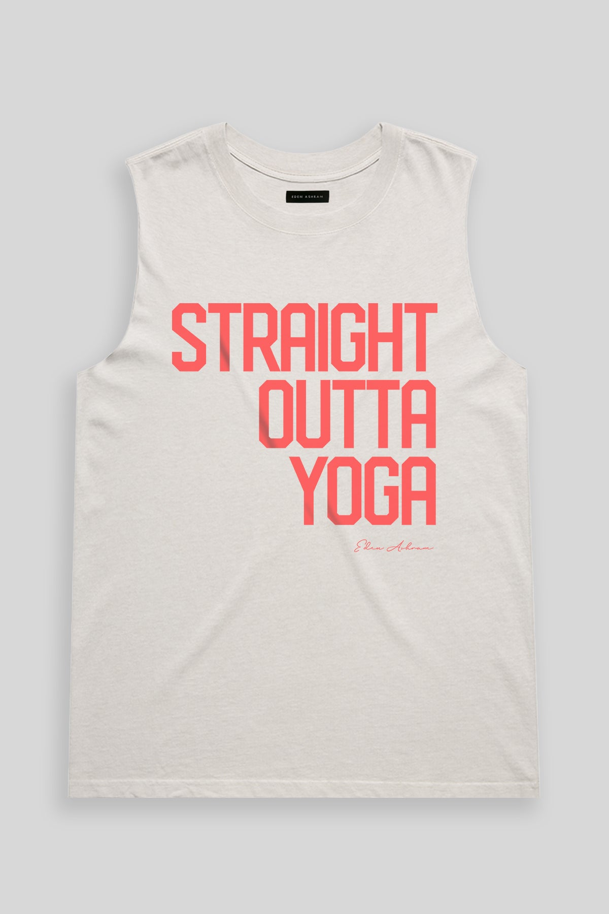 Eden Ashram Straight Outta Yoga Faded Rocker Tank Faded Bone