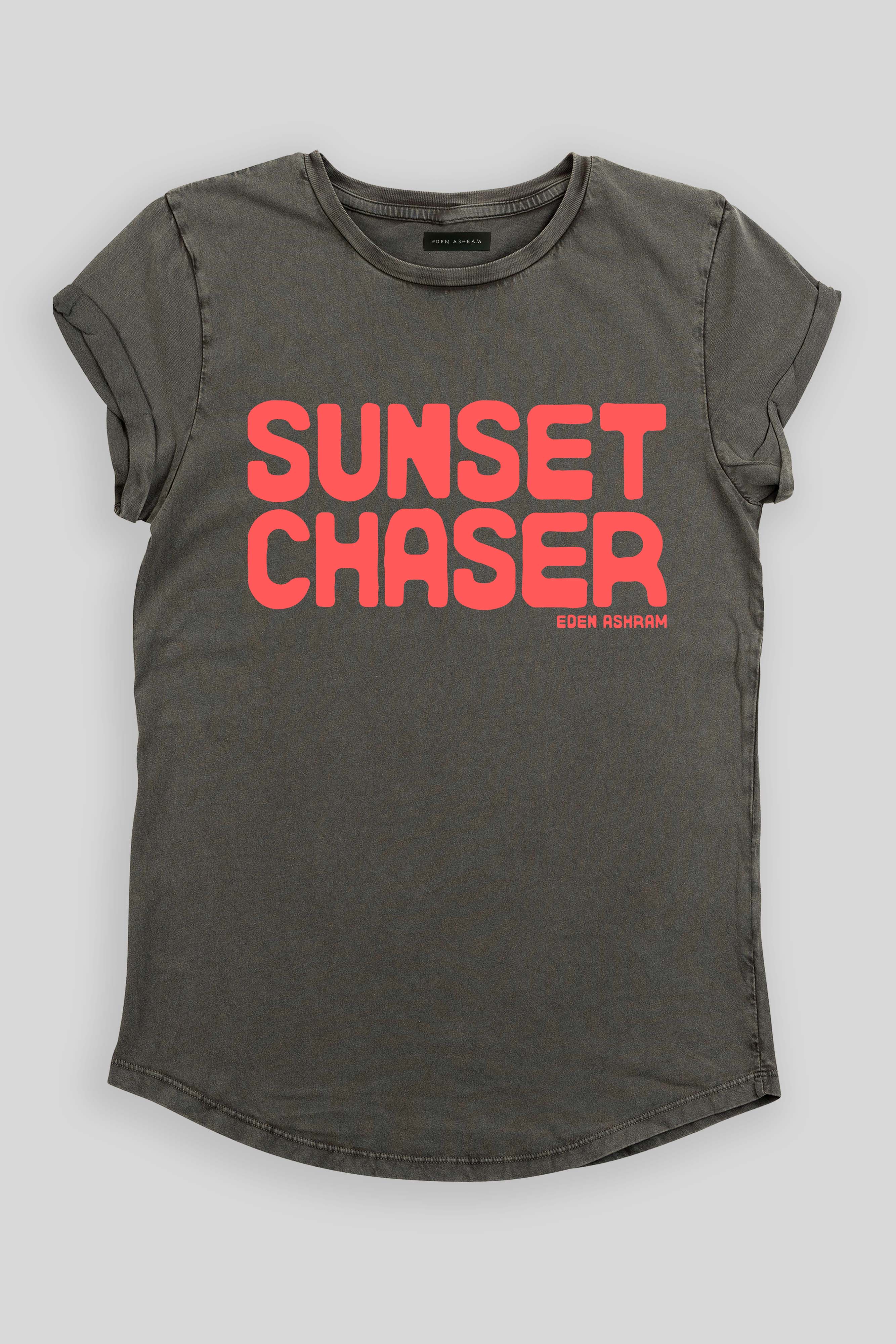 Eden Ashram Sunset Chaser Rolled Sleeve T-Shirt Stonewash Grey