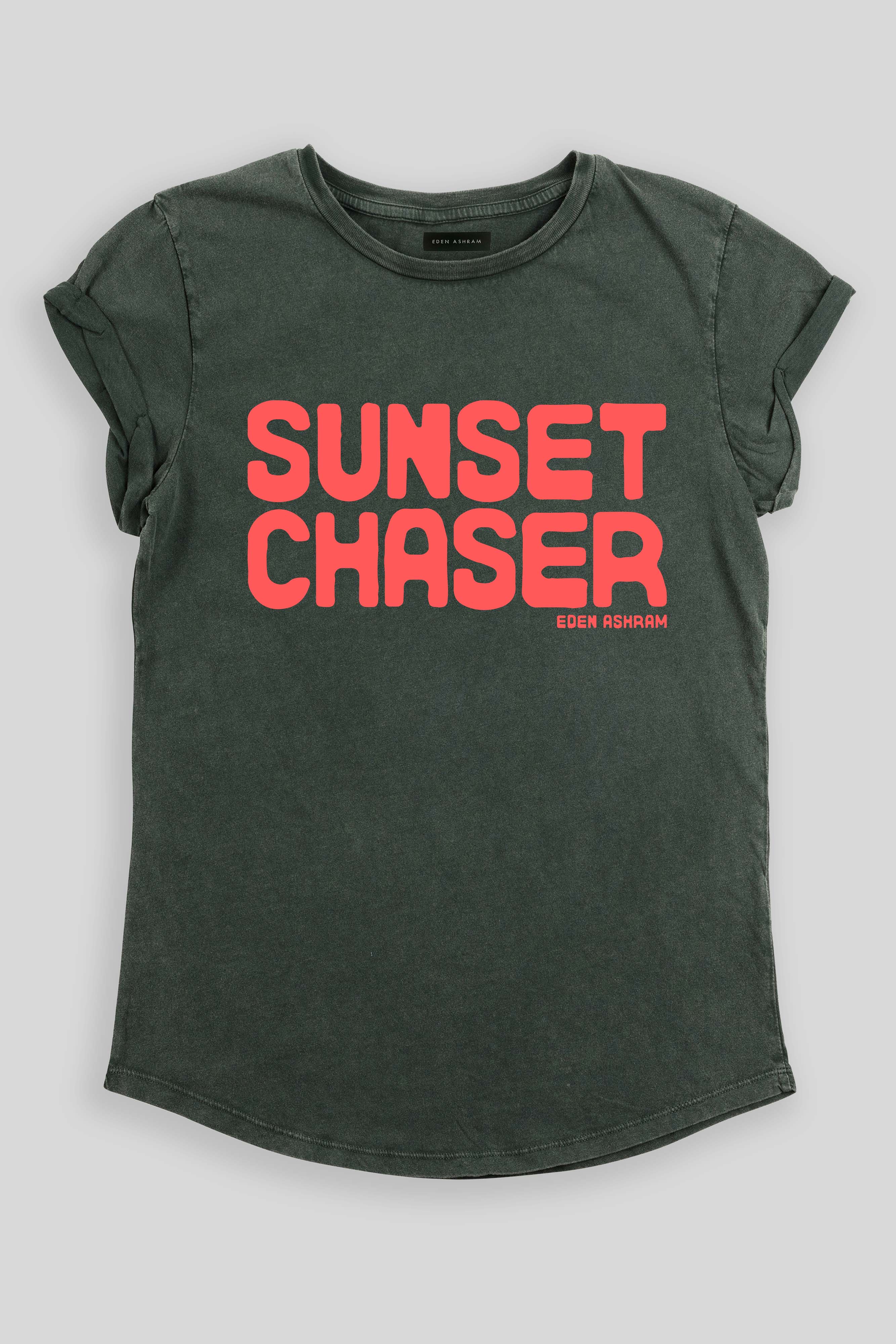 Eden Ashram Sunset Chaser Rolled Sleeve T-Shirt Stonewash Green