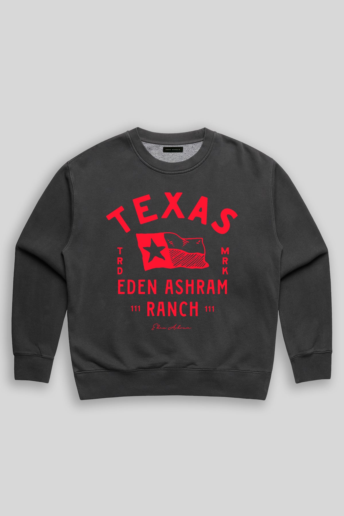 Eden Ashram Texas Ranch Premium Faded Sweatshirt Faded Black