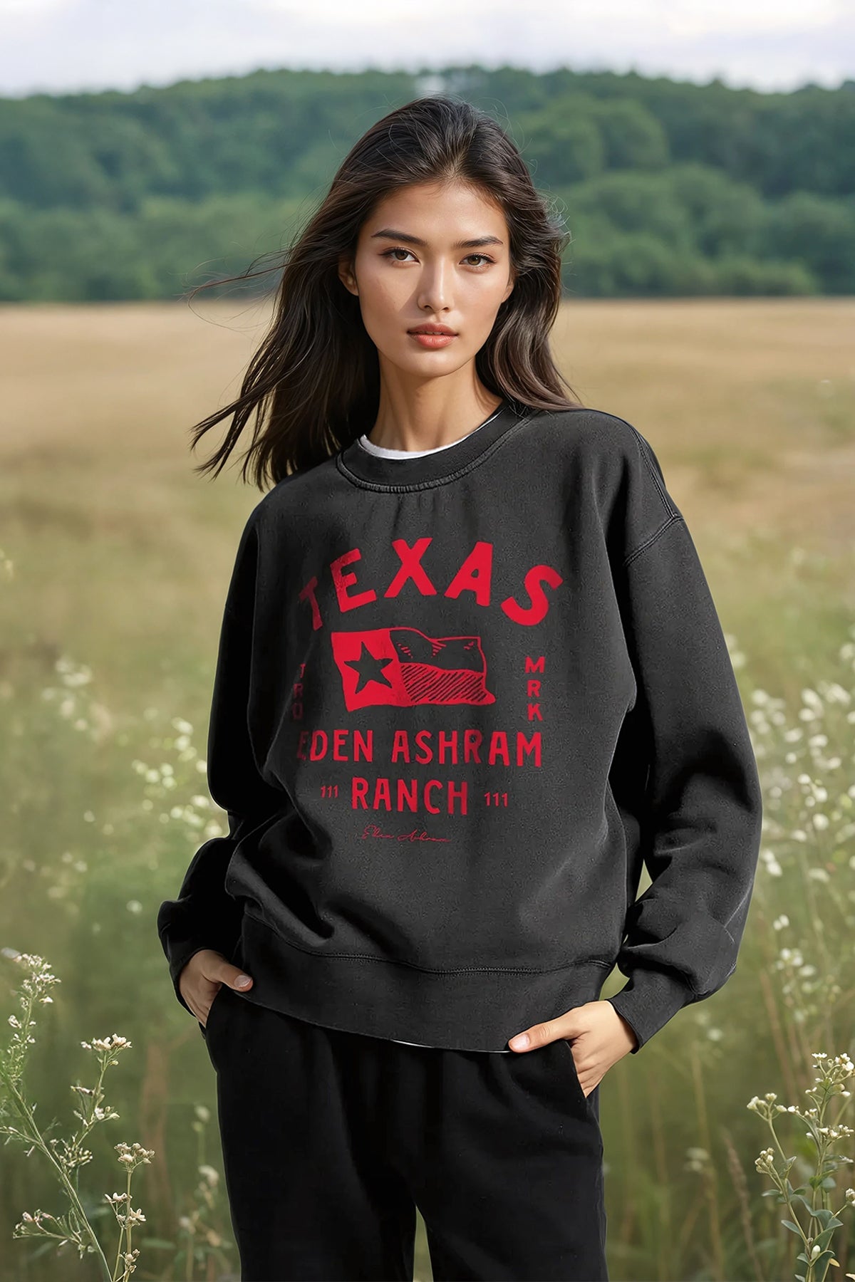 Eden Ashram Texas Ranch Premium Faded Sweatshirt