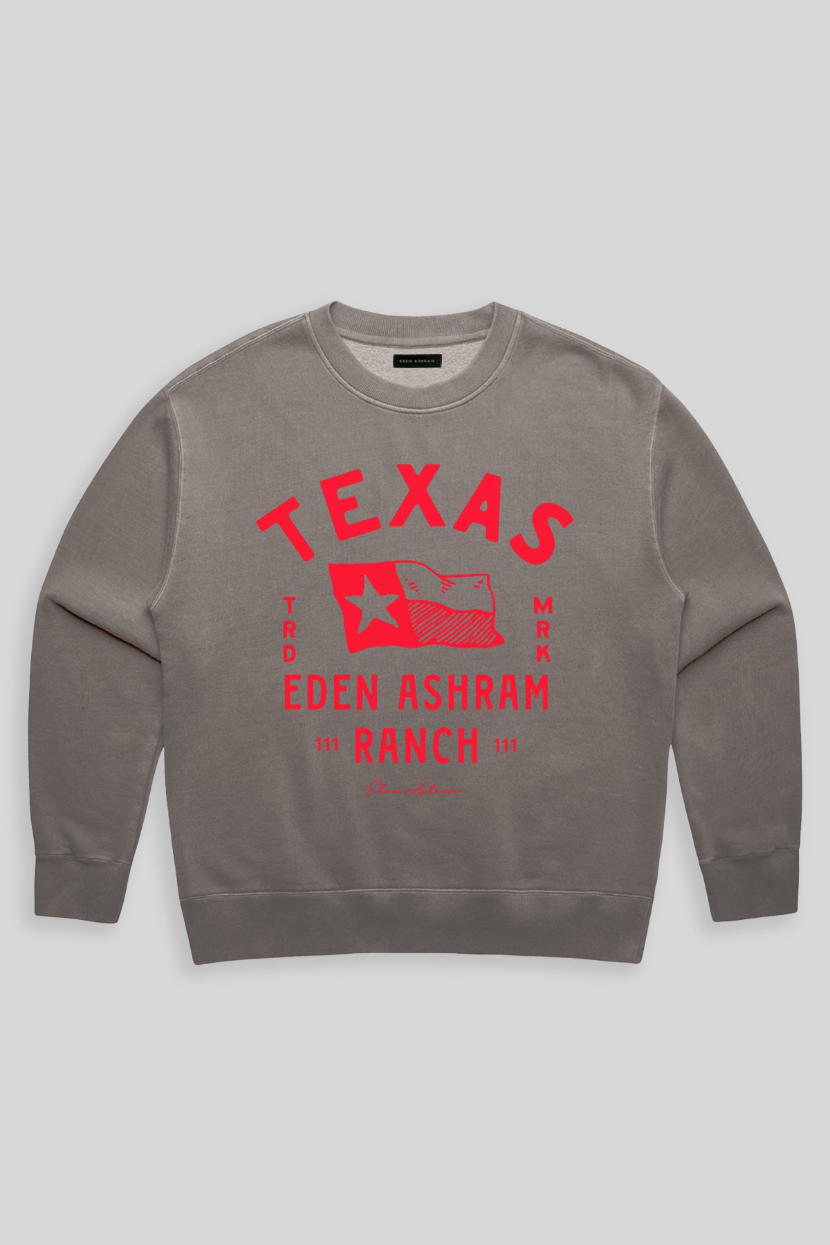 Eden Ashram Texas Ranch Premium Faded Sweatshirt Faded Grey