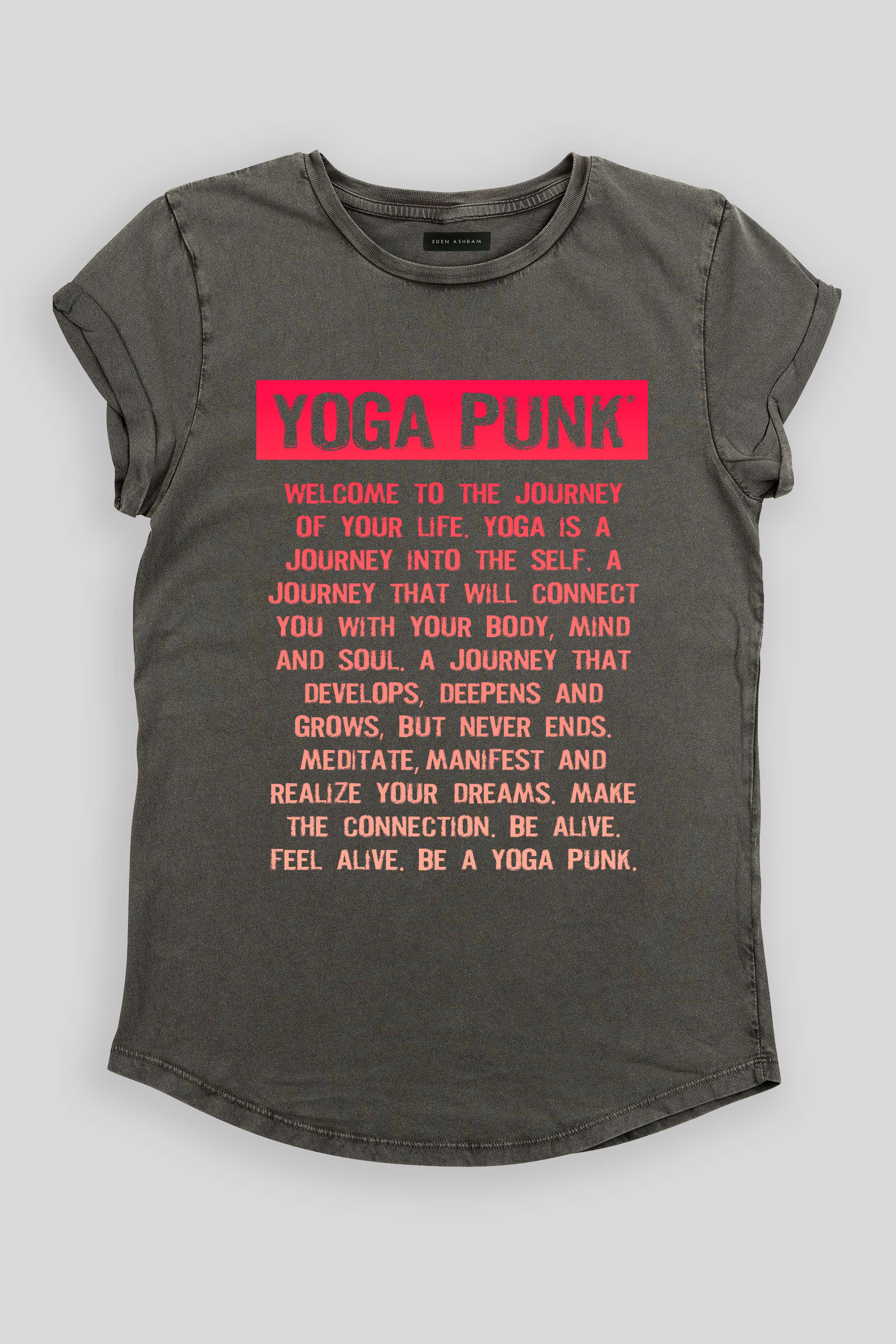 Eden Ashram Yoga Punk | The Journey Rolled Sleeve T-Shirt Stonewash Grey