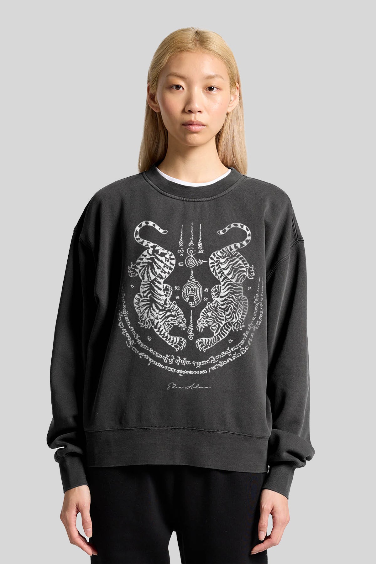 Eden Ashram Sak Yant Suea Koo (Twin Tigers) Premium Faded Sweatshirt