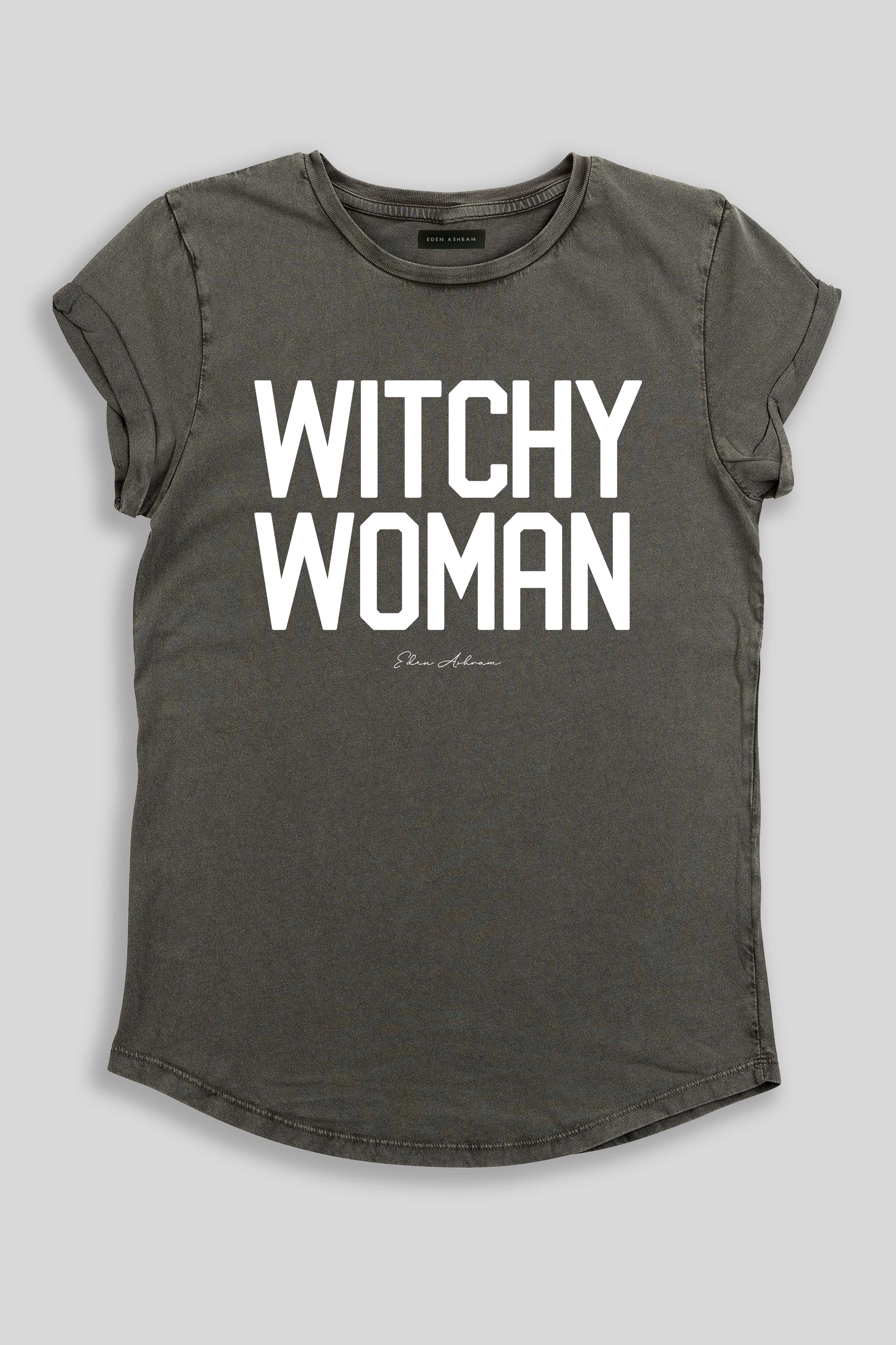 Eden Ashram Witchy Woman Rolled Sleeve T-Shirt Stonewash Grey