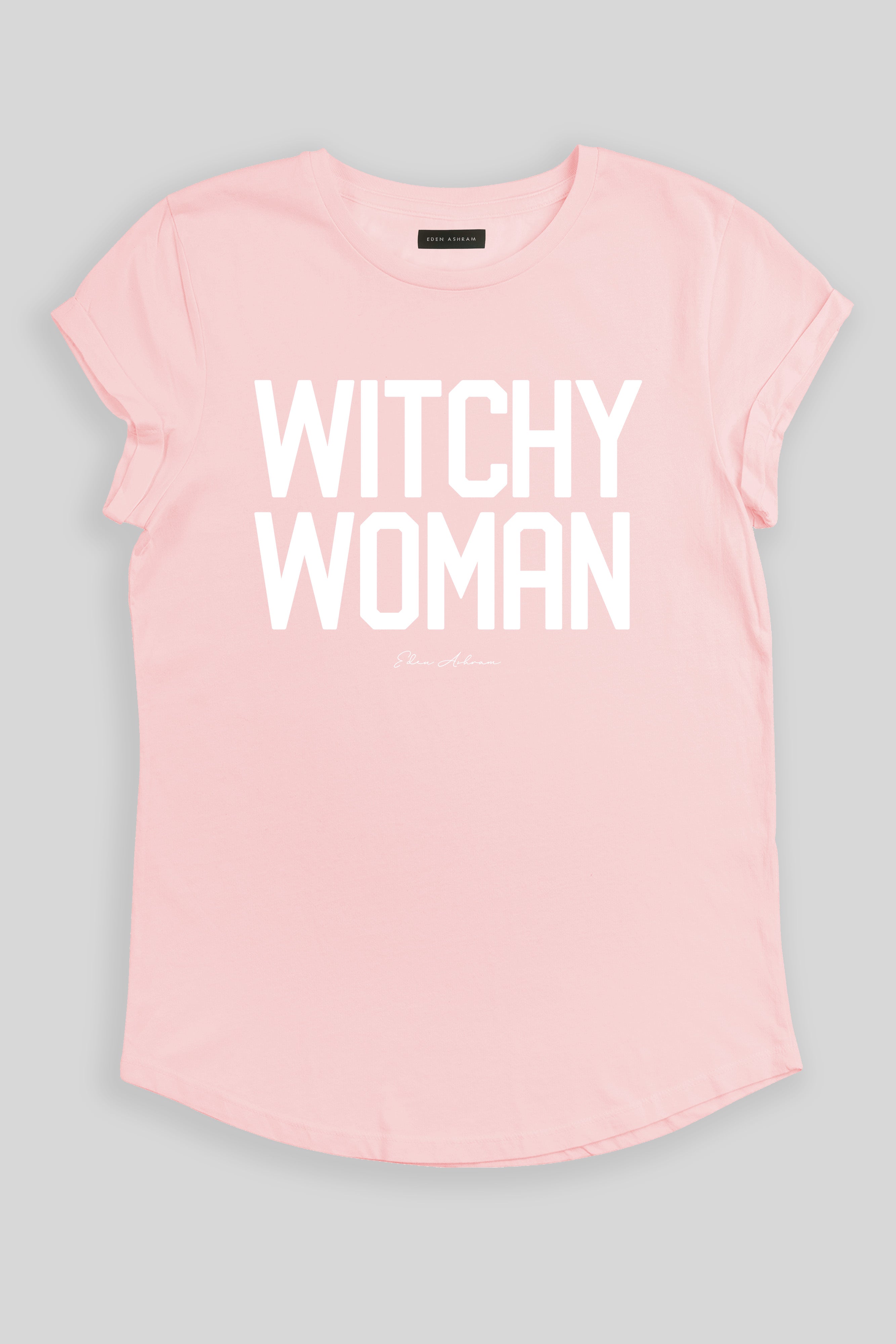 Eden Ashram Witchy Woman Rolled Sleeve T-Shirt Stonewash Pink